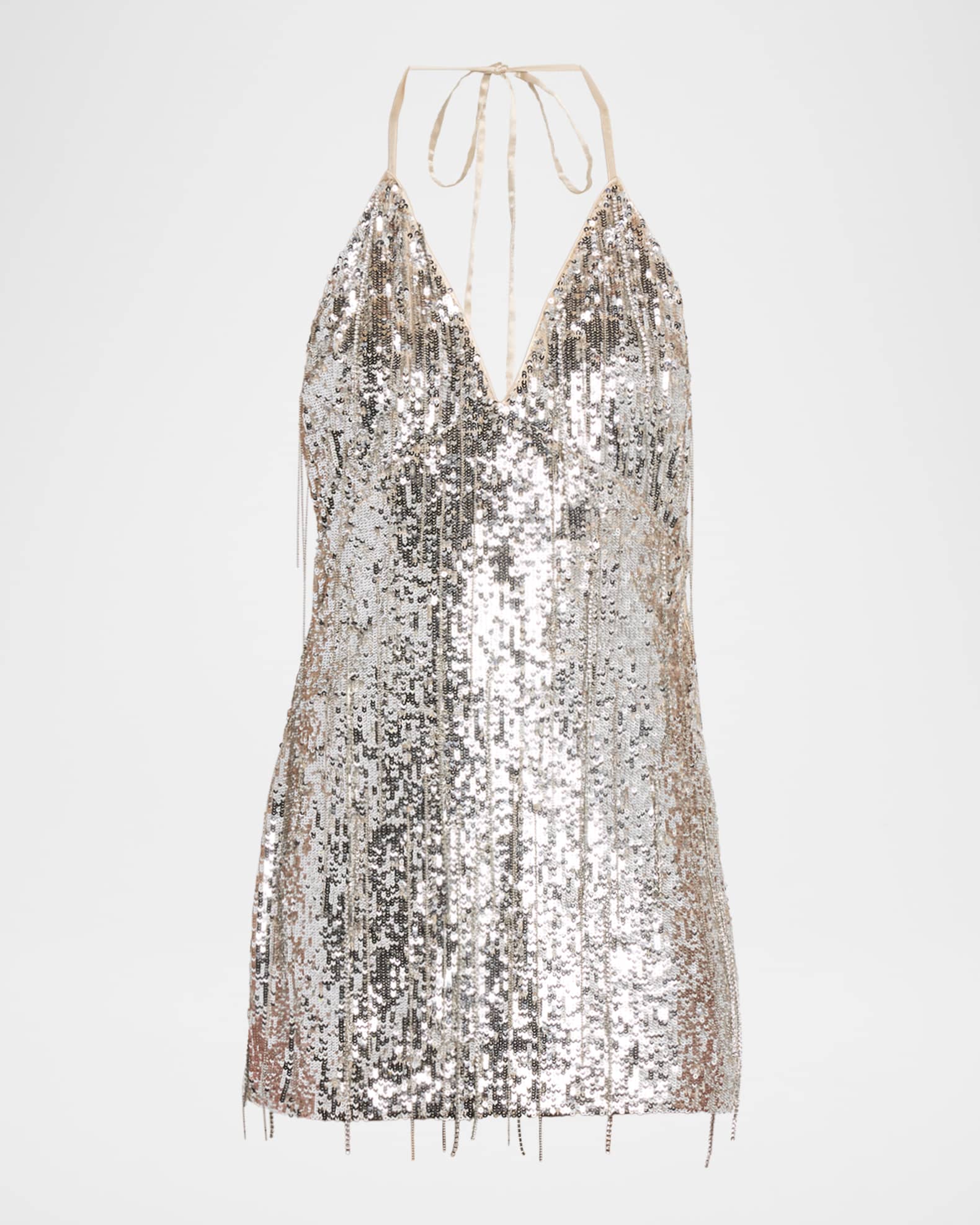 Ramy Brook Annabelle Deep V-Neck Sequin Fringe Mini Dress | Neiman