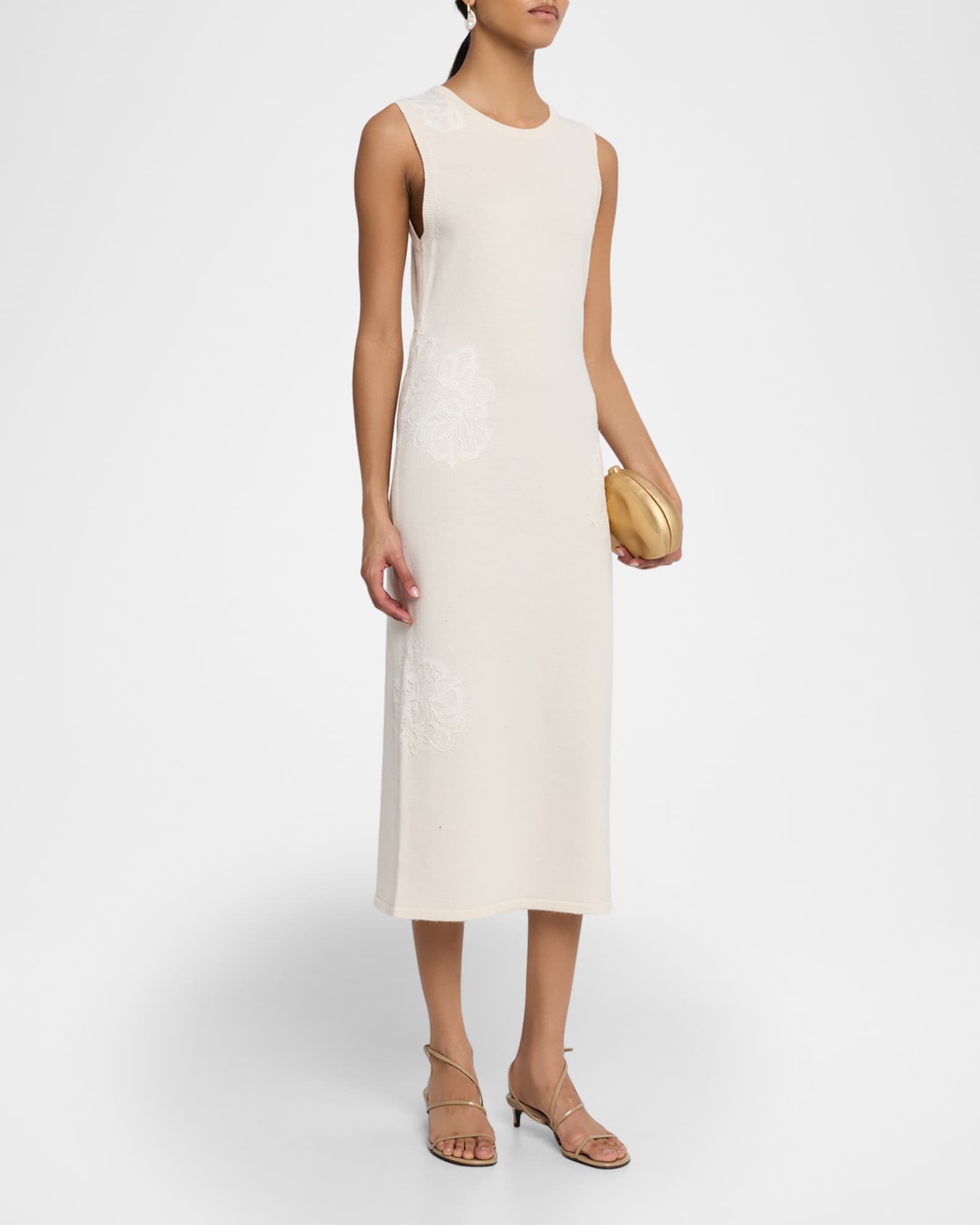 Ramy Brook Luciana Sleeveless Lace Applique Midi Dress | Neiman Marcus