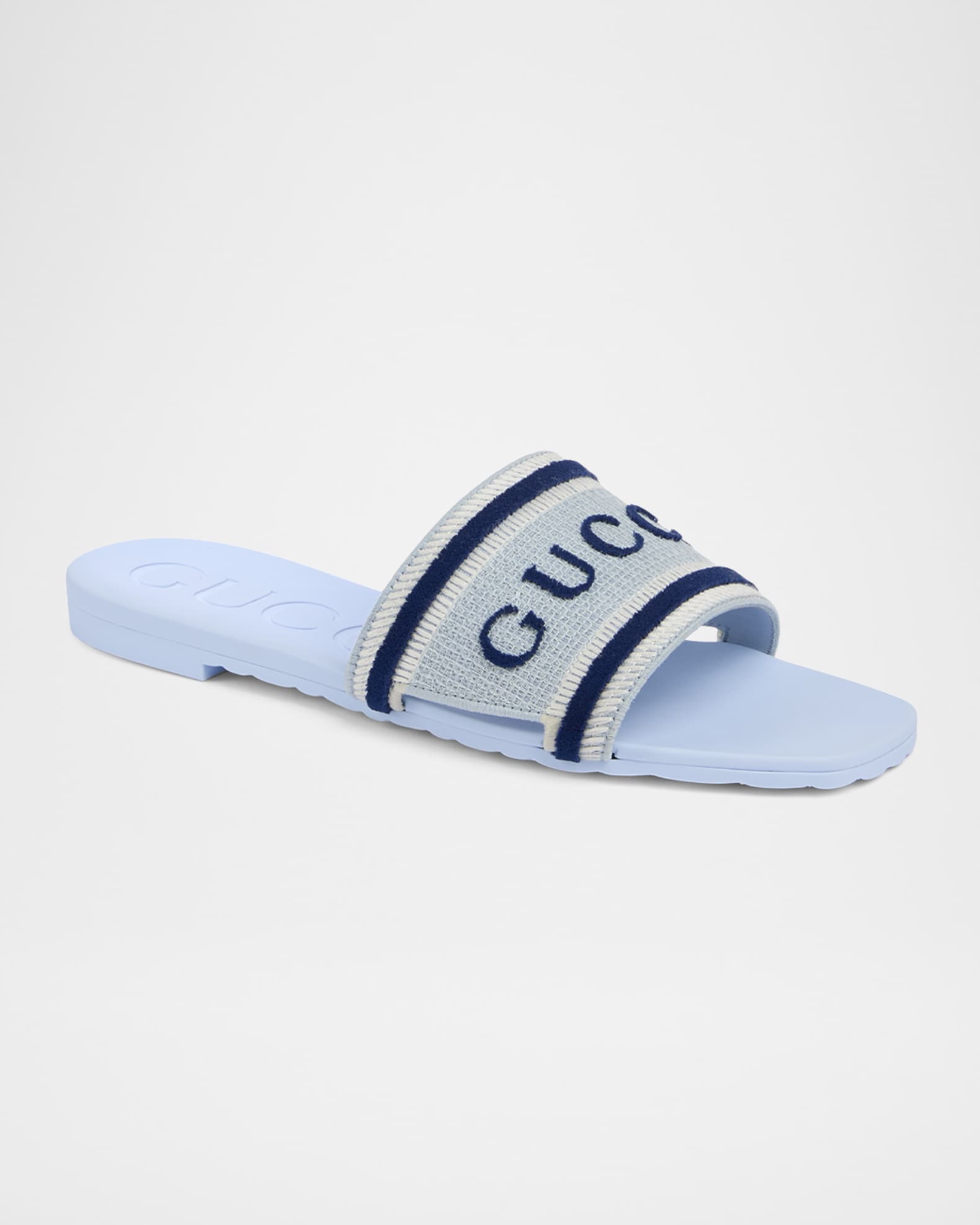 Gucci Luna Logo Jacquard Slide Sandals | Neiman Marcus