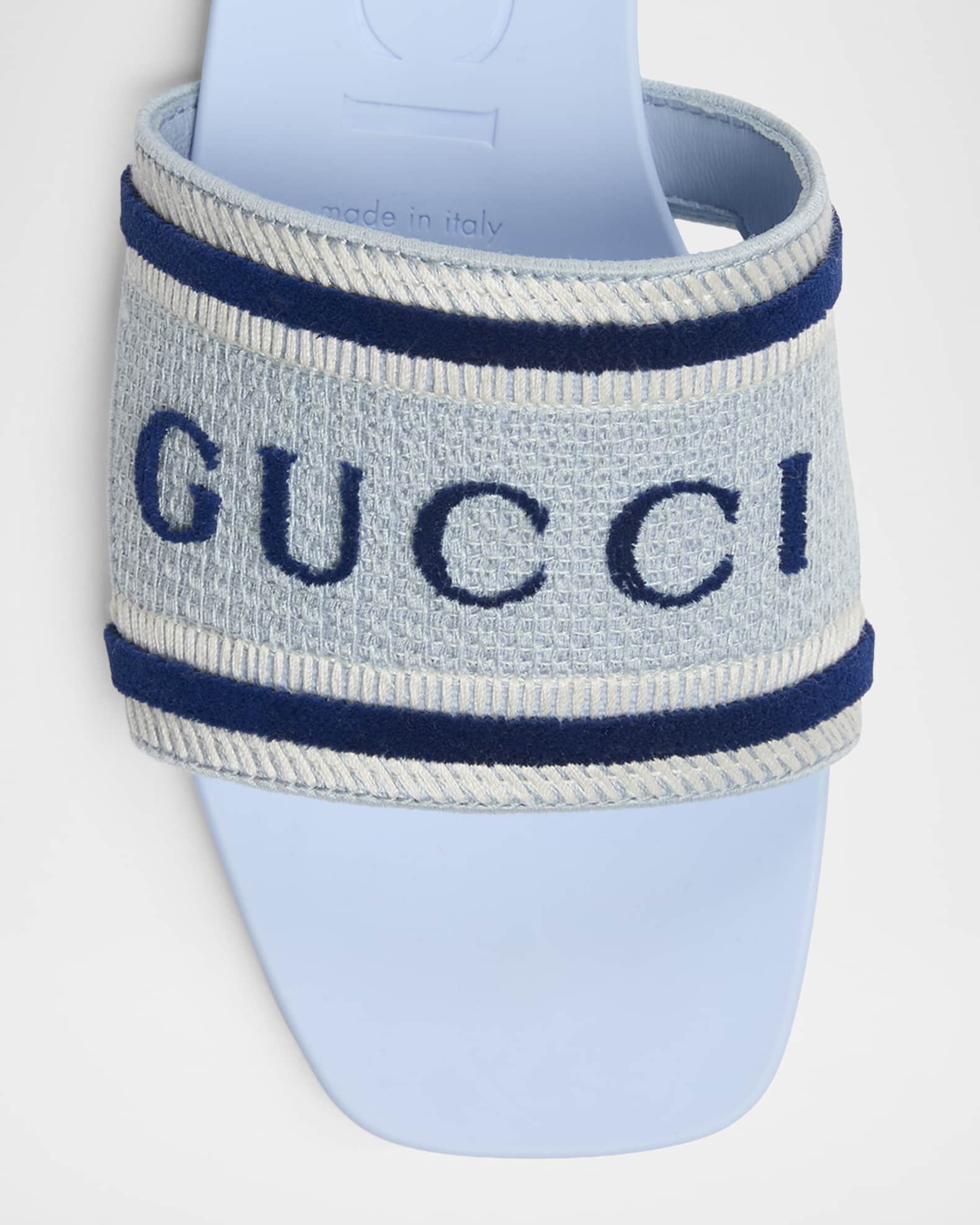 Gucci Luna Logo Jacquard Slide Sandals | Neiman Marcus