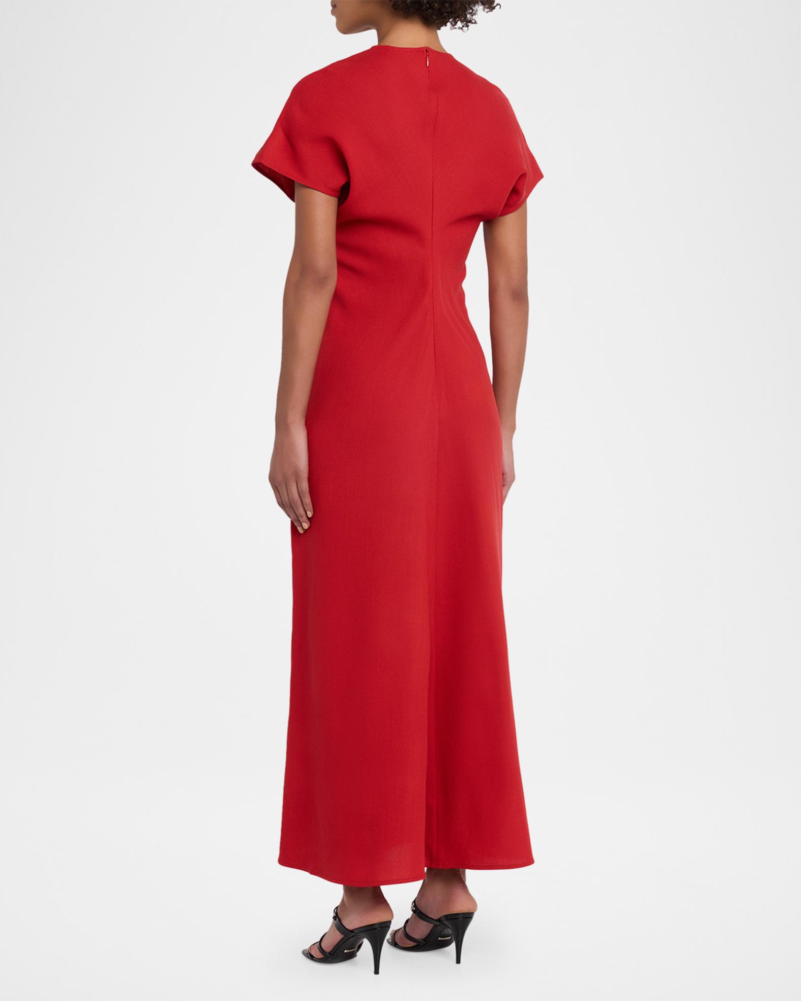 toteme red dress TOTEME Midi A-Line Dress Women Small Red Twist Strap Evening Wear Cocktail