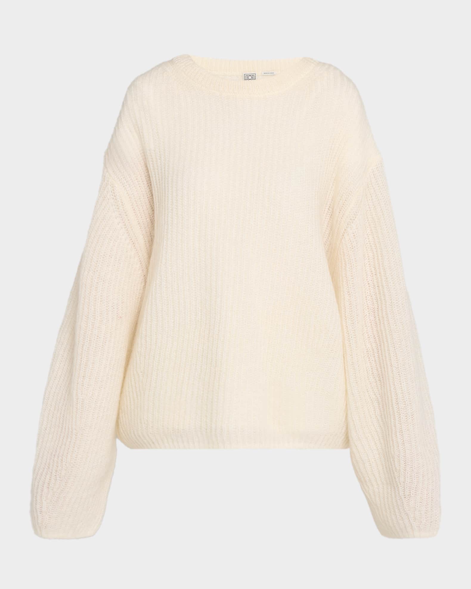 Toteme Mohair-Blend Ribbed Crewneck Sweater | Neiman Marcus