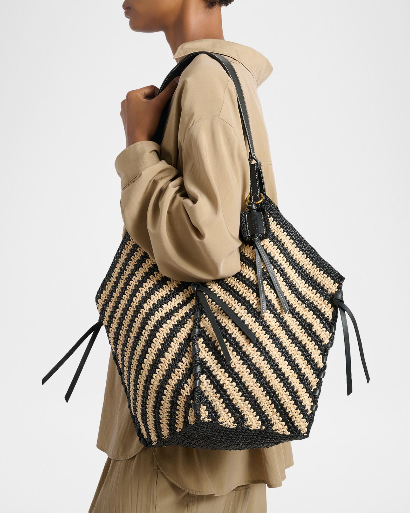 Python Print Drawstring Backpack Shoulder Bag Red White Blue Neiman Marcus STAUD Harlow Python-Embossed Leather Shoulder Bag | Neiman  main image 4