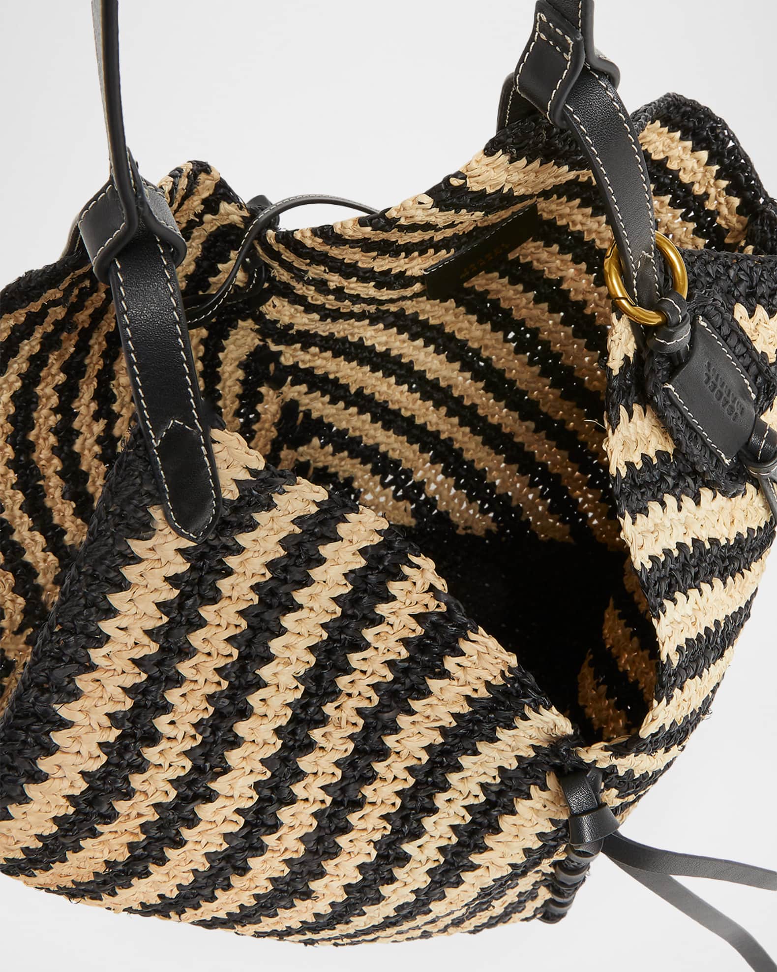 Isabel Marant Tampa Striped Raffia Shoulder Bag | Neiman Marcus