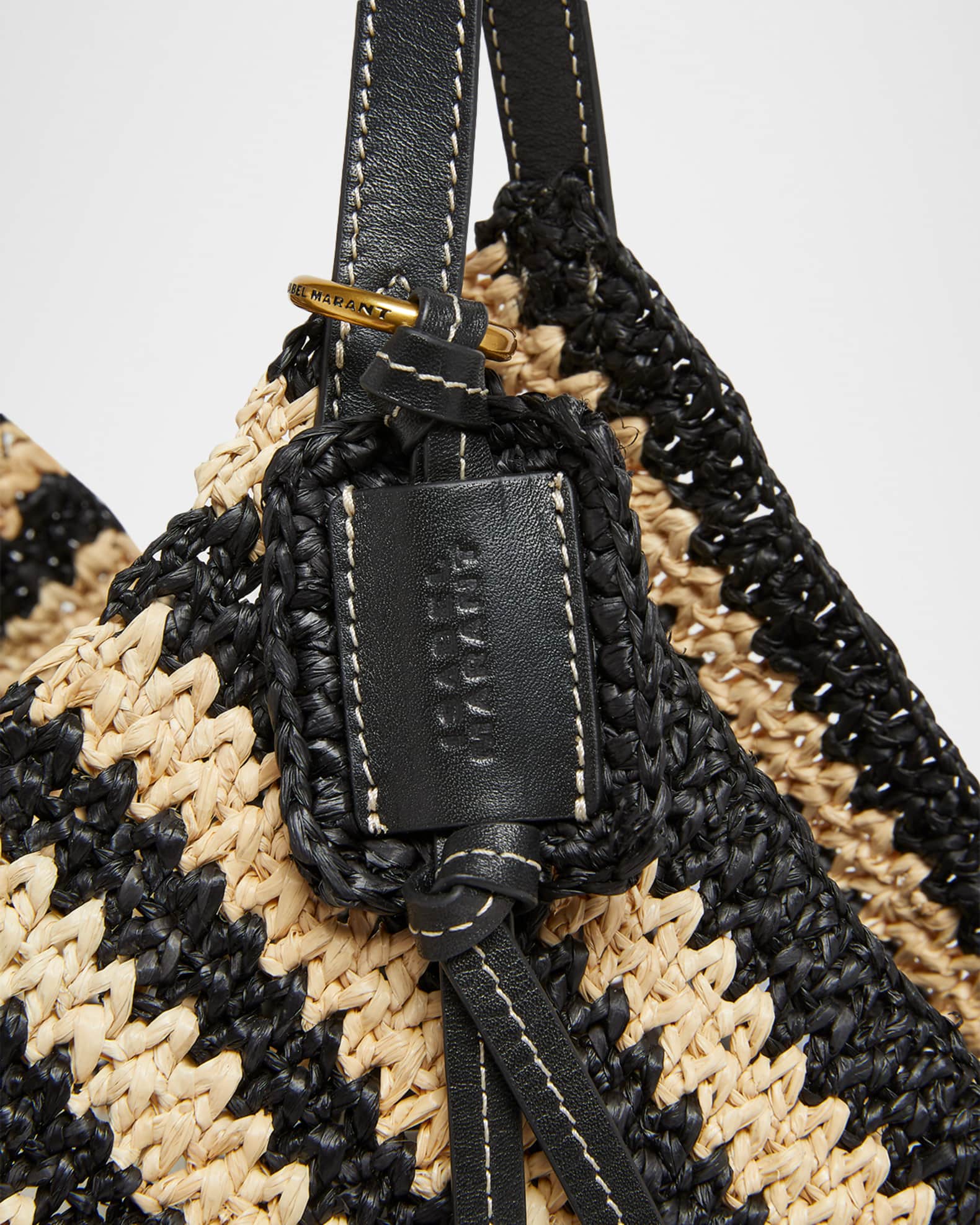 Isabel Marant Tampa Striped Raffia Shoulder Bag | Neiman Marcus