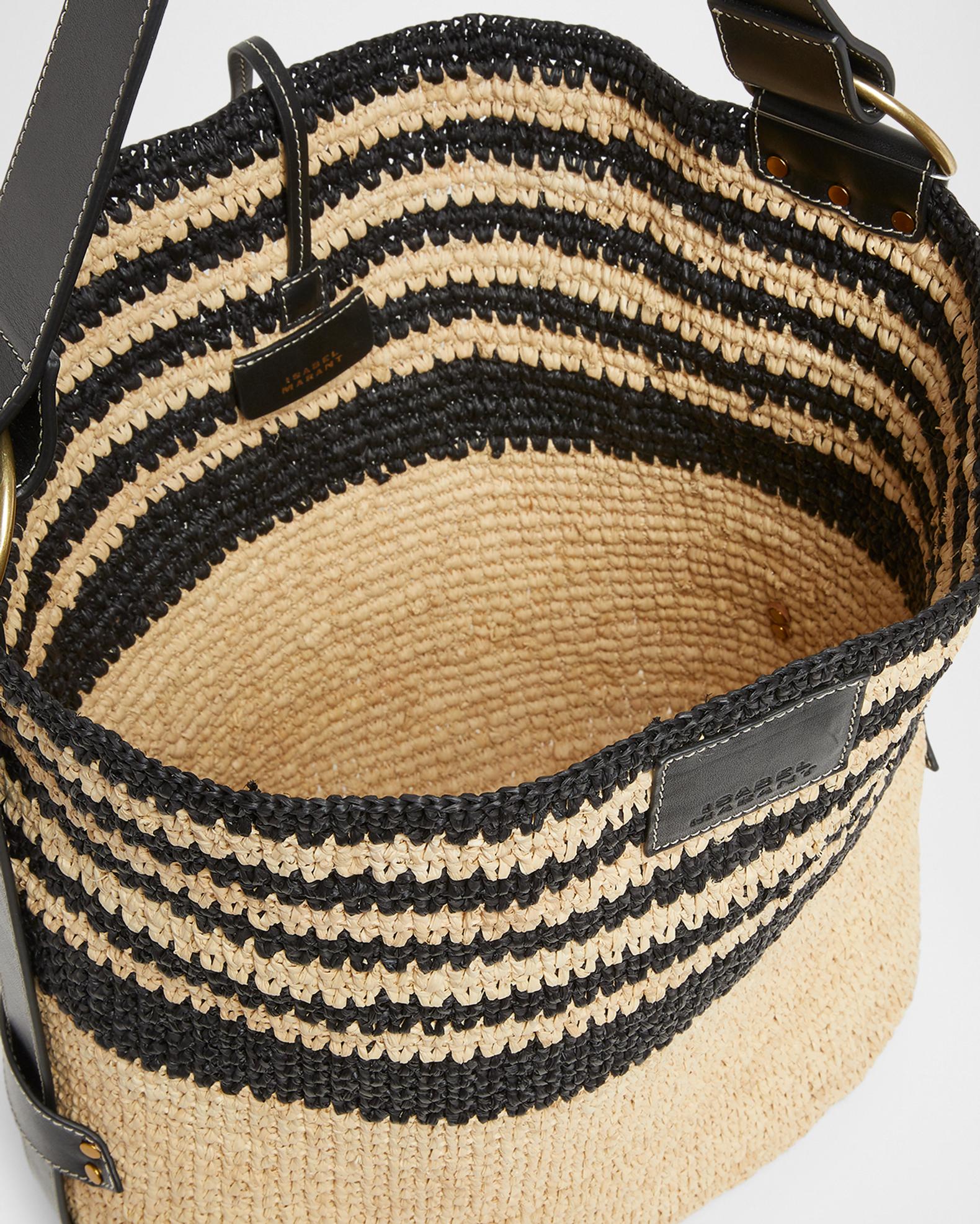 Isabel Marant Bayia Striped Raffia Bucket Bag | Neiman Marcus