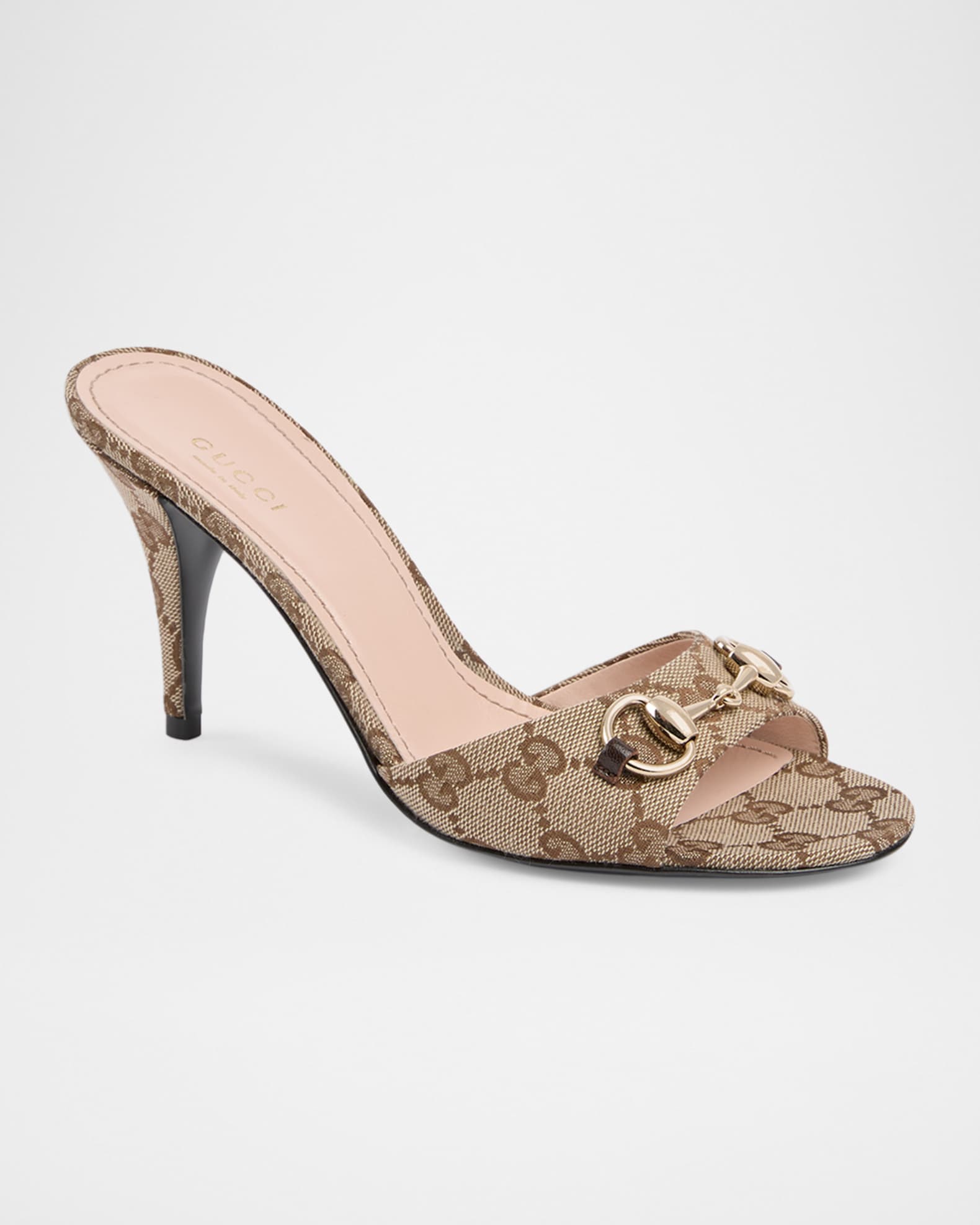 Gucci 85mm Erin GG Monogram Canvas Mules | Neiman Marcus