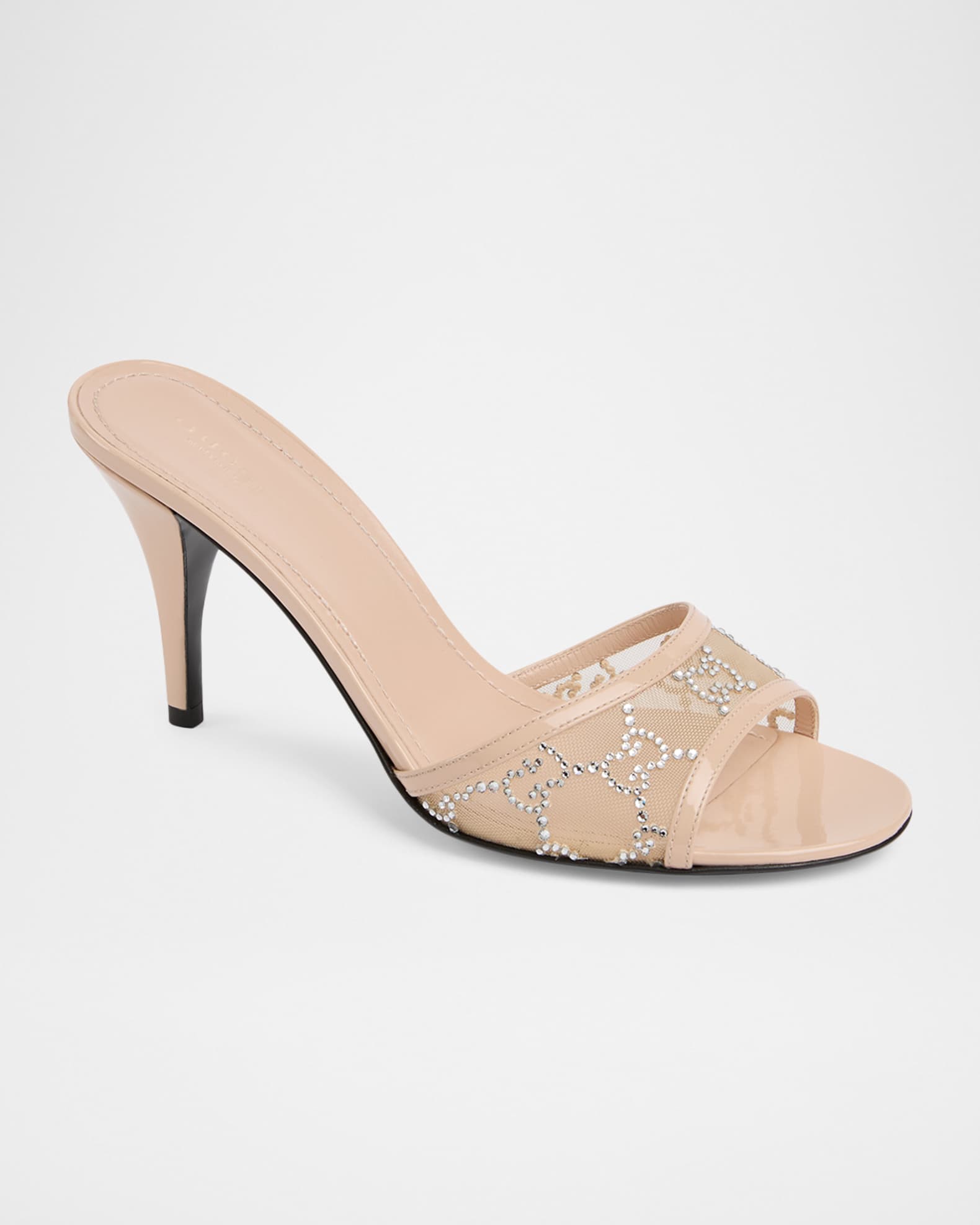 GUCCI GG柄 10cmアンクルストラップ ピンヒール 美品 Gucci Erin Jeweled Leather Stiletto Sandals | Neiman Marcus