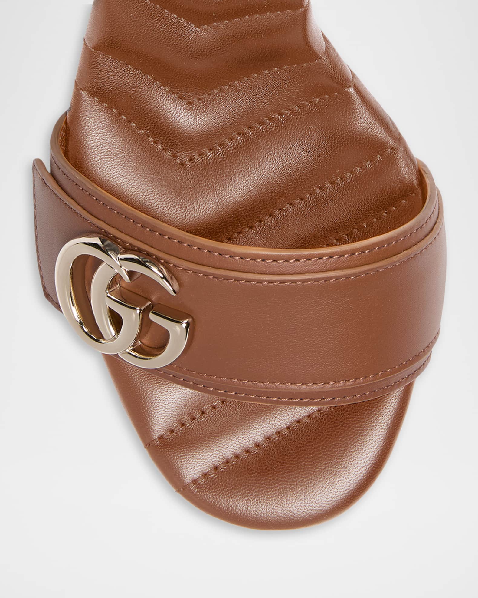 Gucci 95mm GG Marmont Leather Platform Sandals | Neiman Marcus