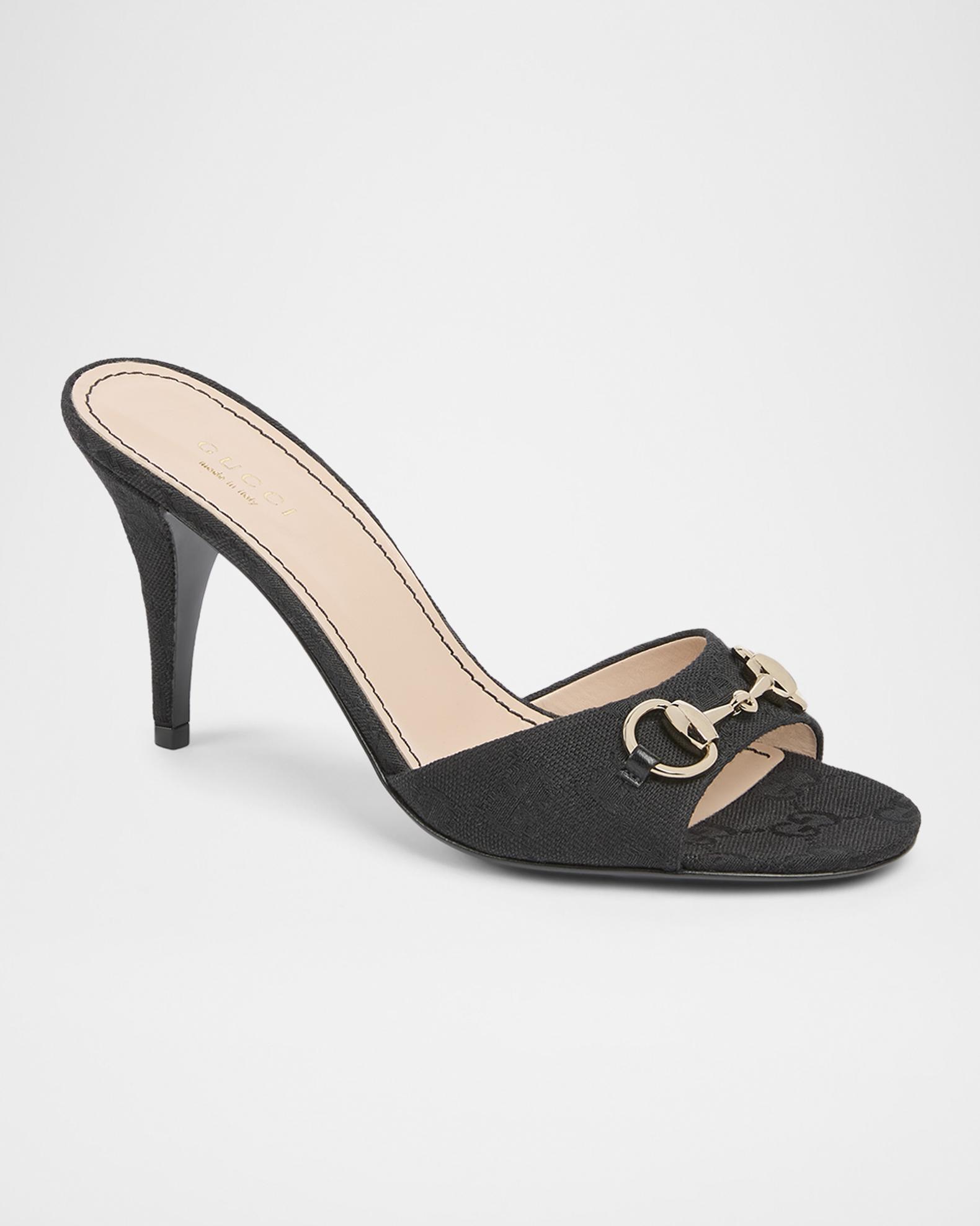Gucci 85mm Erin GG Monogram Canvas Mules | Neiman Marcus