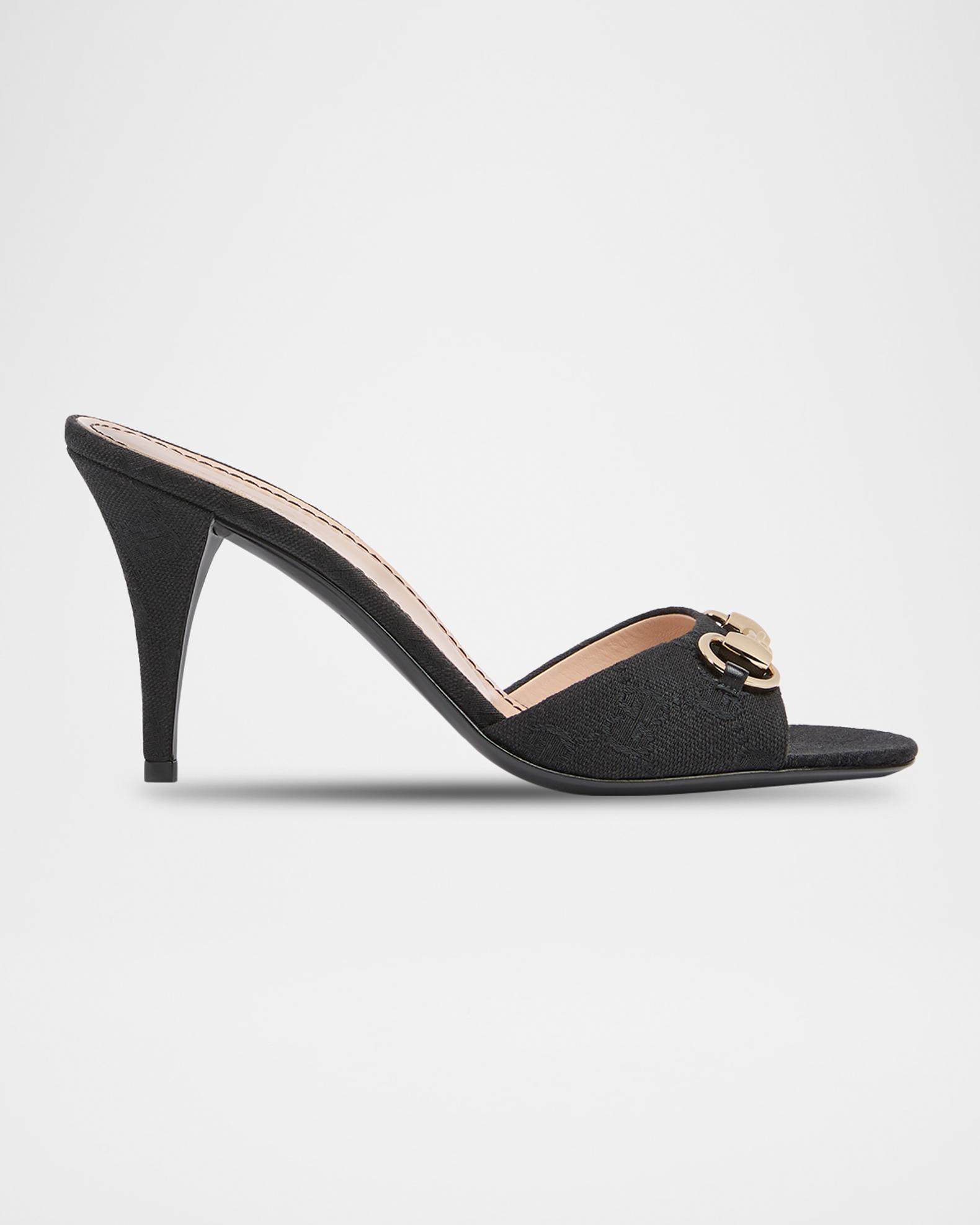 Gucci 85mm Erin GG Monogram Canvas Mules | Neiman Marcus