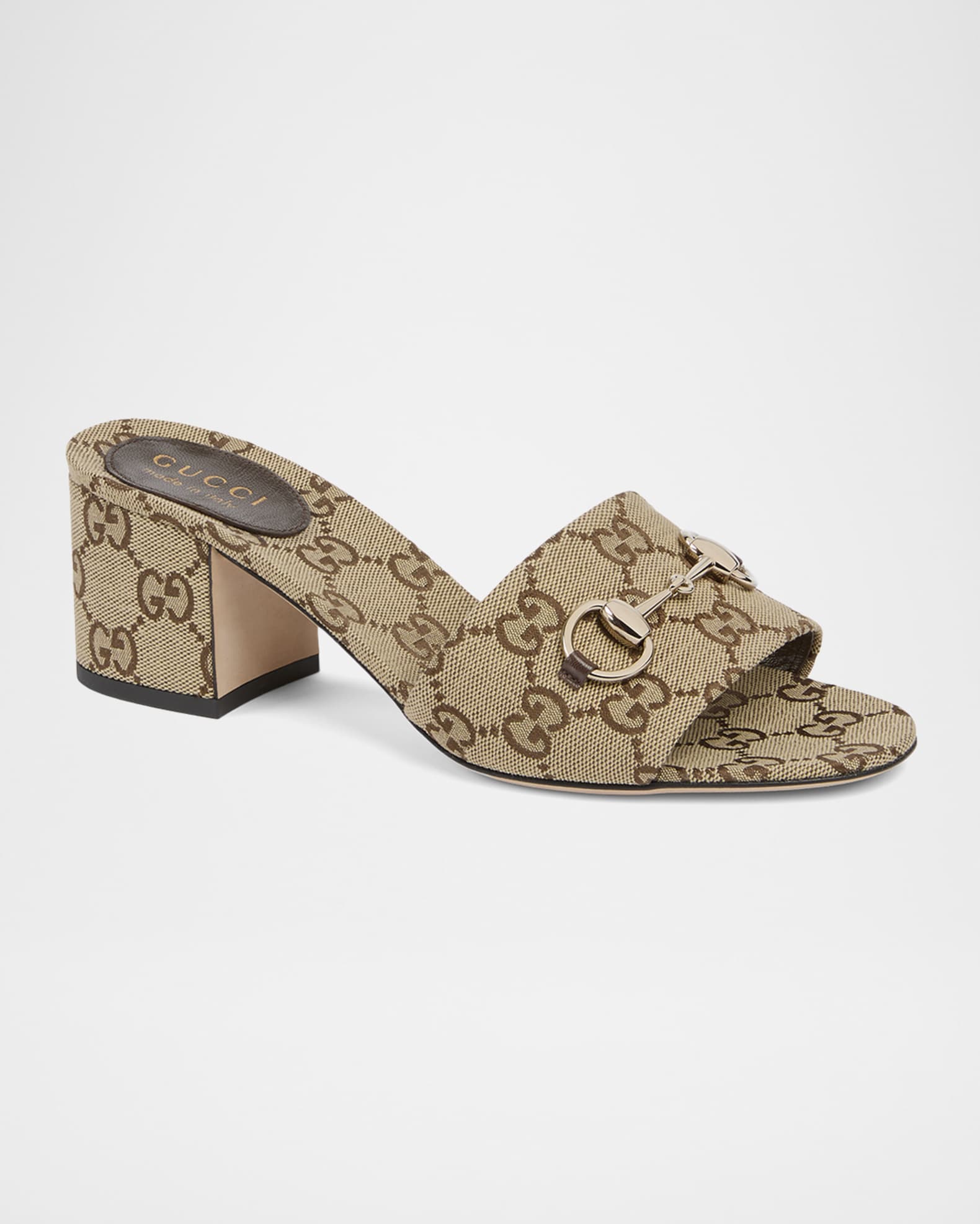 Gucci 55mm Siaga GG Monogram Canvas Block-Heel Sandals | Neiman Marcus