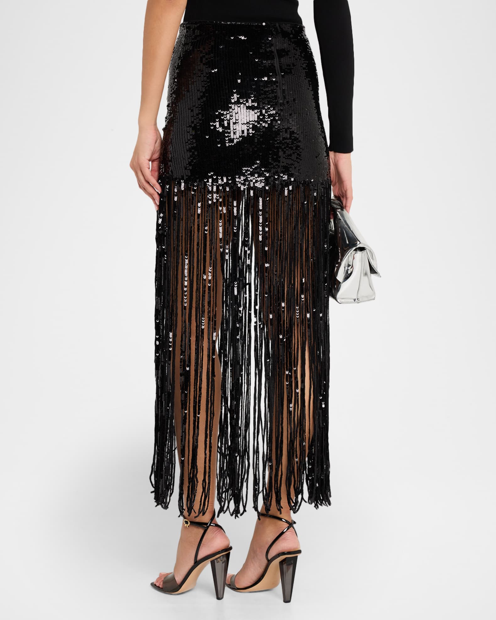 ALICE + OLIVIA Kendra Sequined Fringe Maxi Skirt | Neiman Marcus