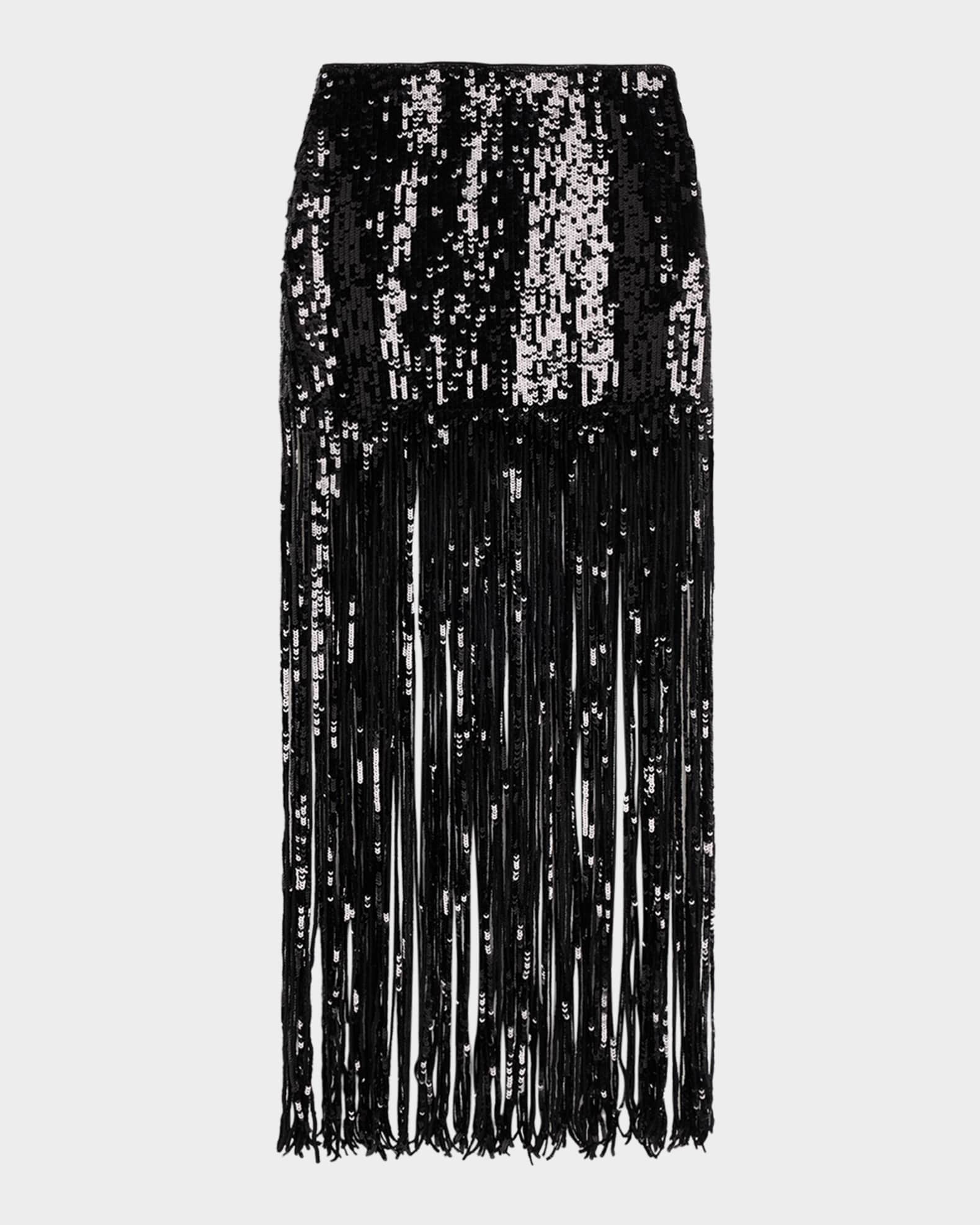 ALICE + OLIVIA Kendra Sequined Fringe Maxi Skirt | Neiman Marcus