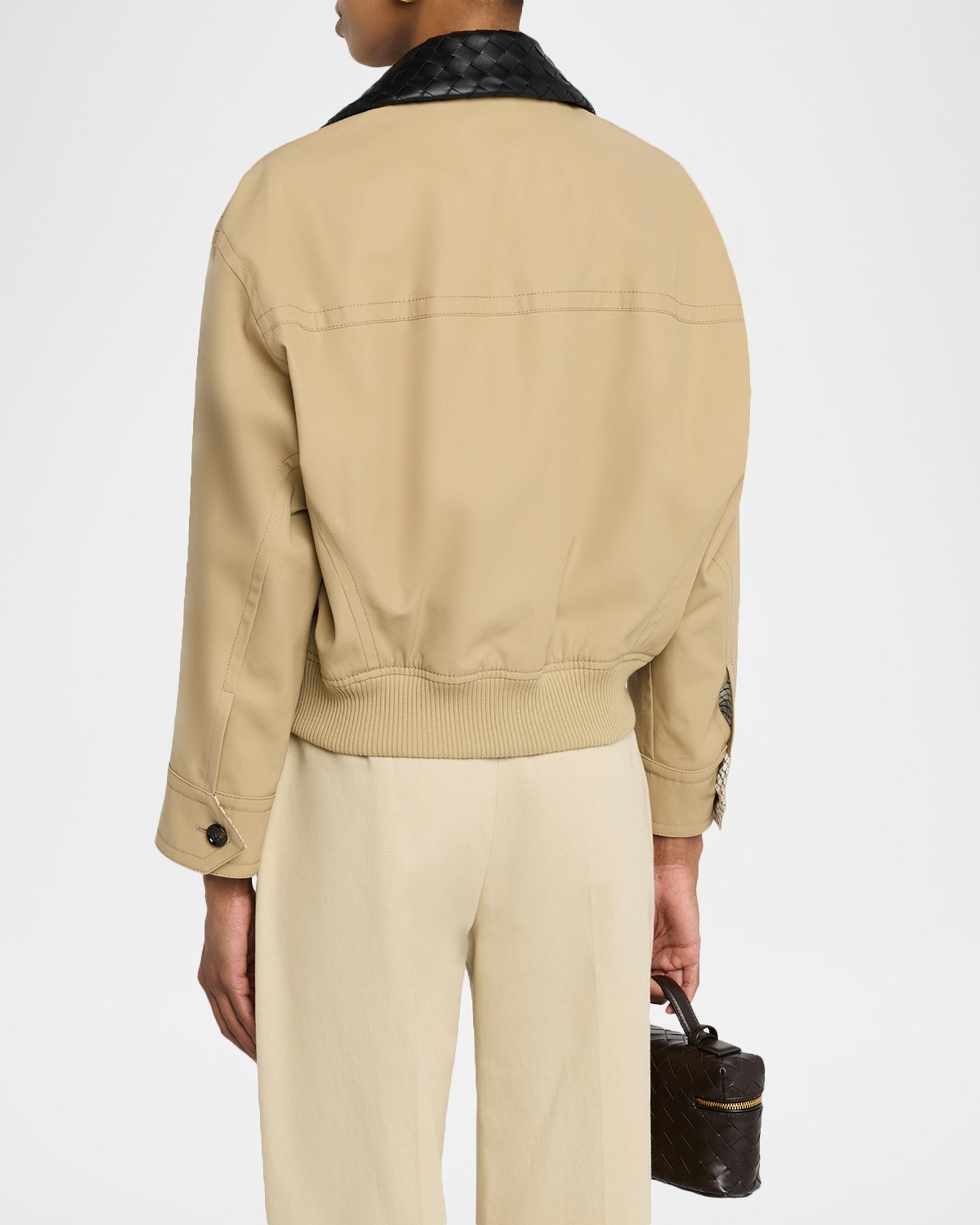 Bottega Veneta Cotton Twill Blouson with Intrecciato Collar 
