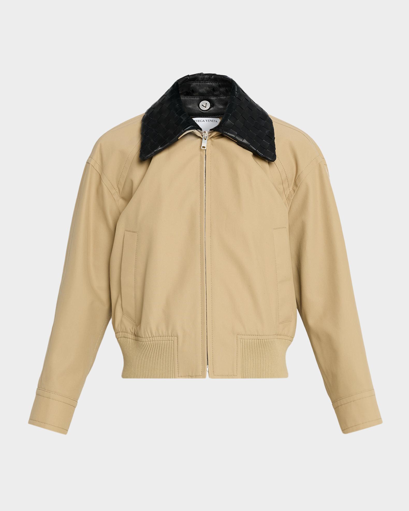 Bottega Veneta Cotton Twill Blouson with Intrecciato Collar 