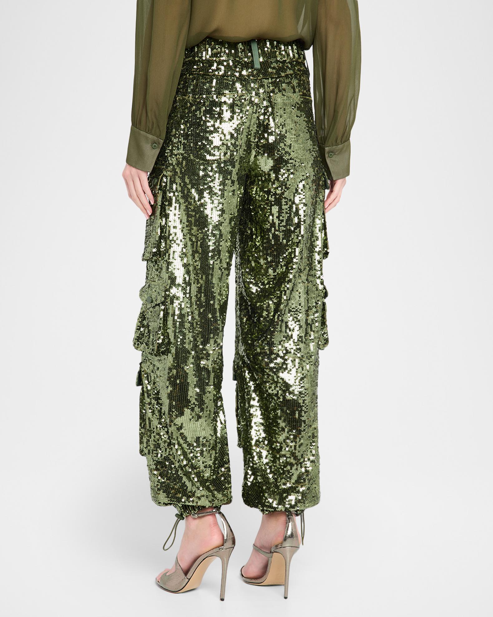 ALICE + OLIVIA Olympia Mid-Rise Sequined Cargo Pants | Neiman Marcus