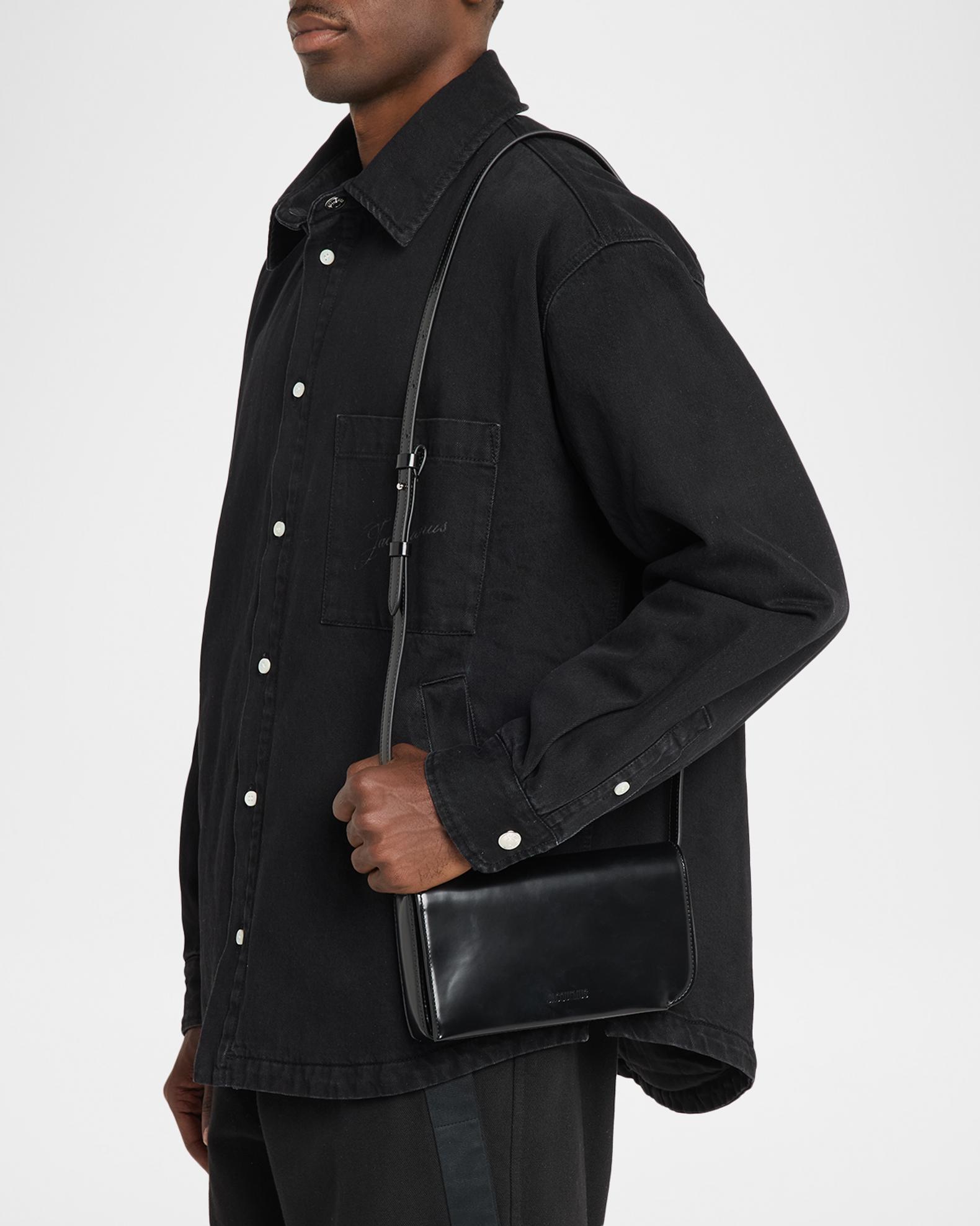 Jacquemus Men's Le Curvo Leather Crossbody Bag | Neiman Marcus