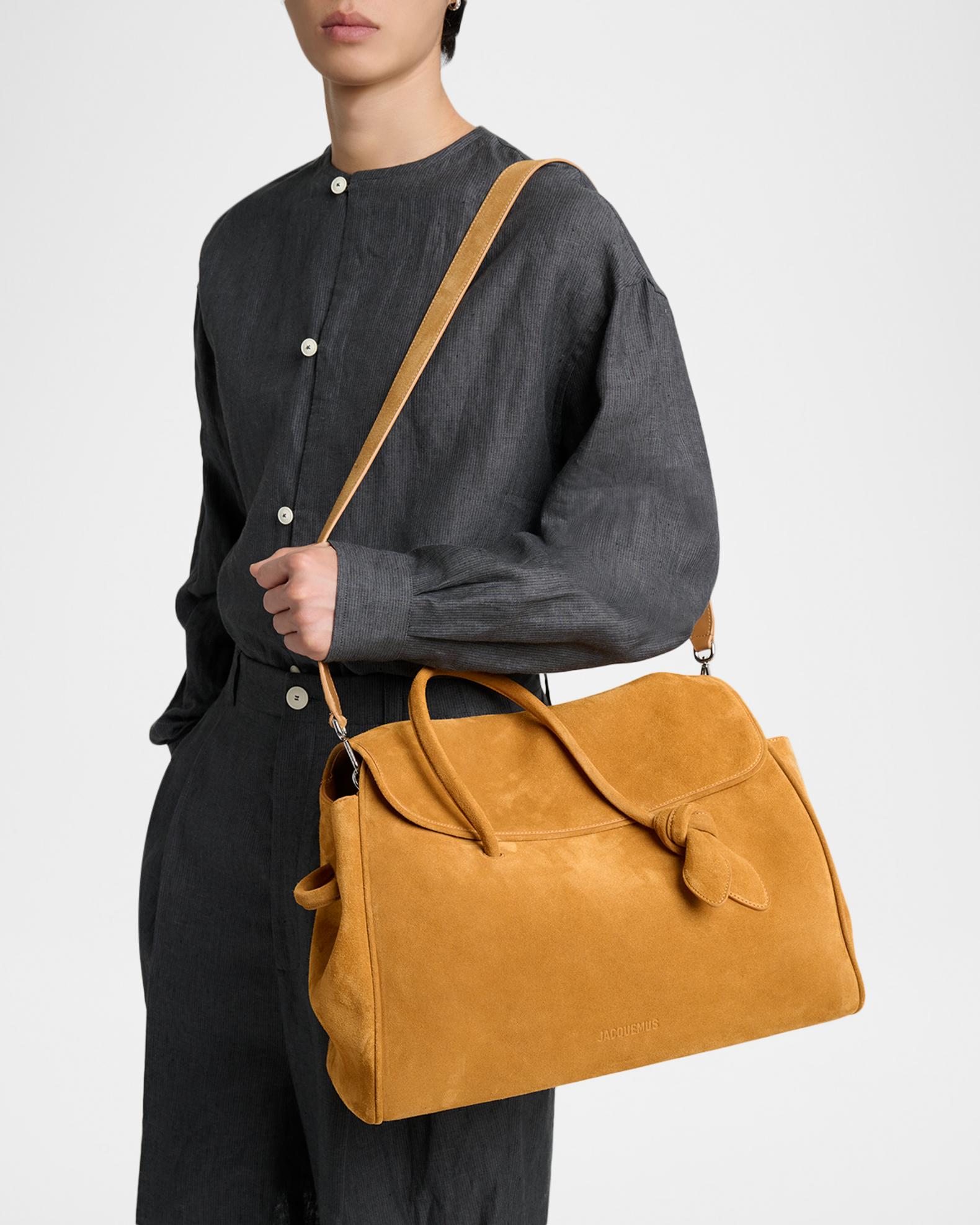Jacquemus Men's The Turismo Suede Shopping Tote Bag | Neiman Marcus