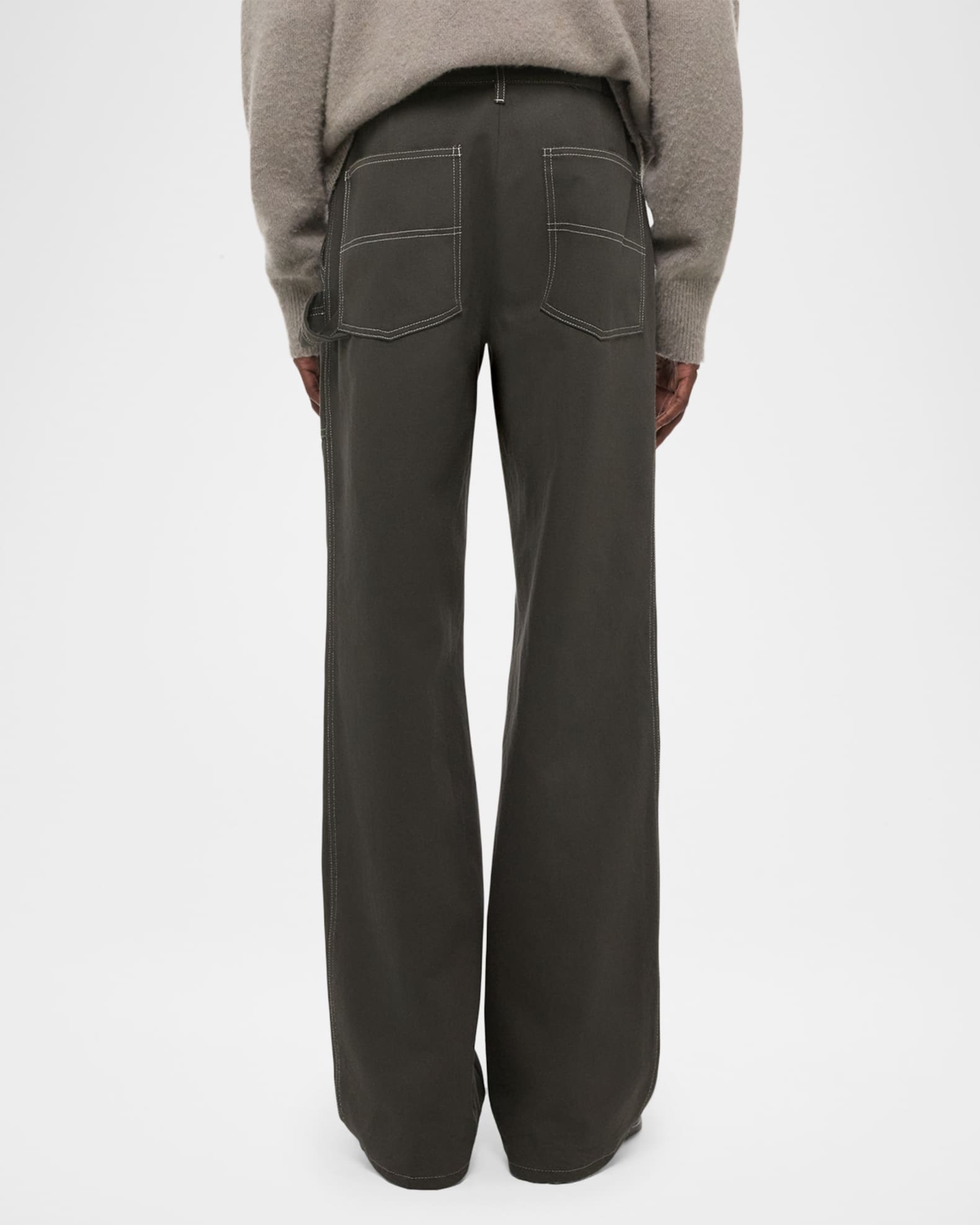 Helmut Lang Men's Twill Straight-Leg Contrast Stitch Utility Pants