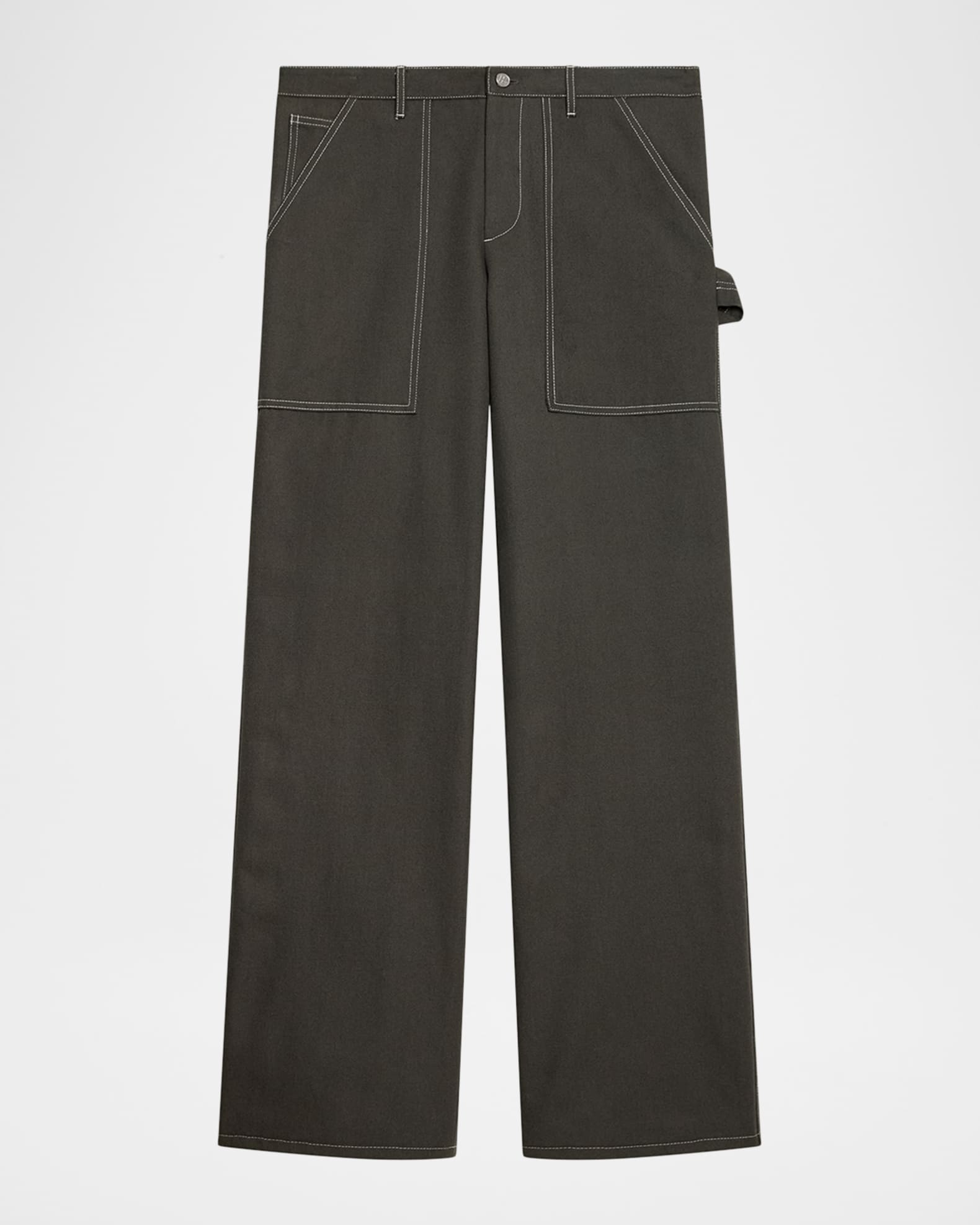 Helmut Lang Men's Twill Straight-Leg Contrast Stitch Utility Pants