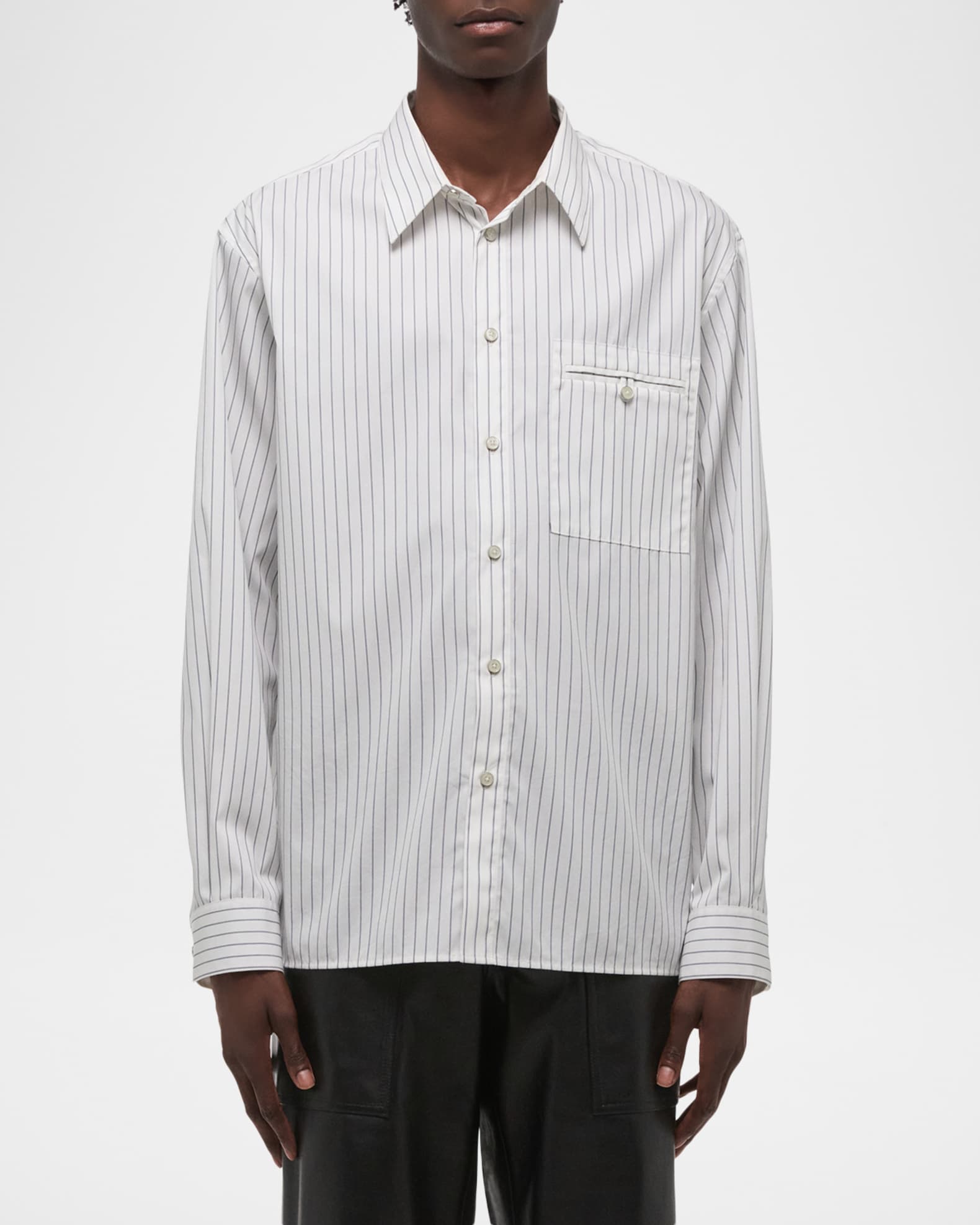 トップス Helmut Lang Original Button-Down Shirt Helmut Lang Men's Relaxed-Fit Hairline Stripe Button-Down Shirt