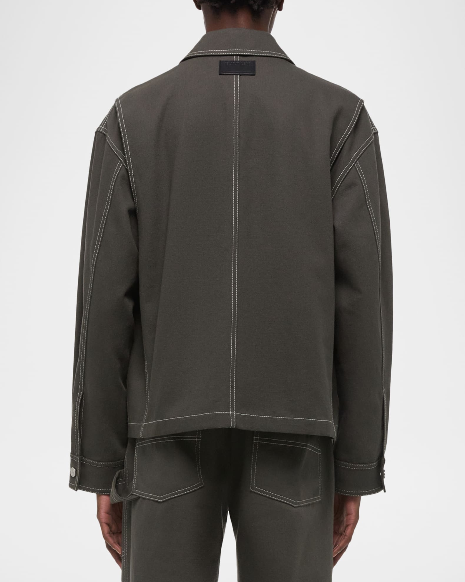 Helmut Lang Men's Twill Contrast-Stitch Full-Zip Carpenter Jacket