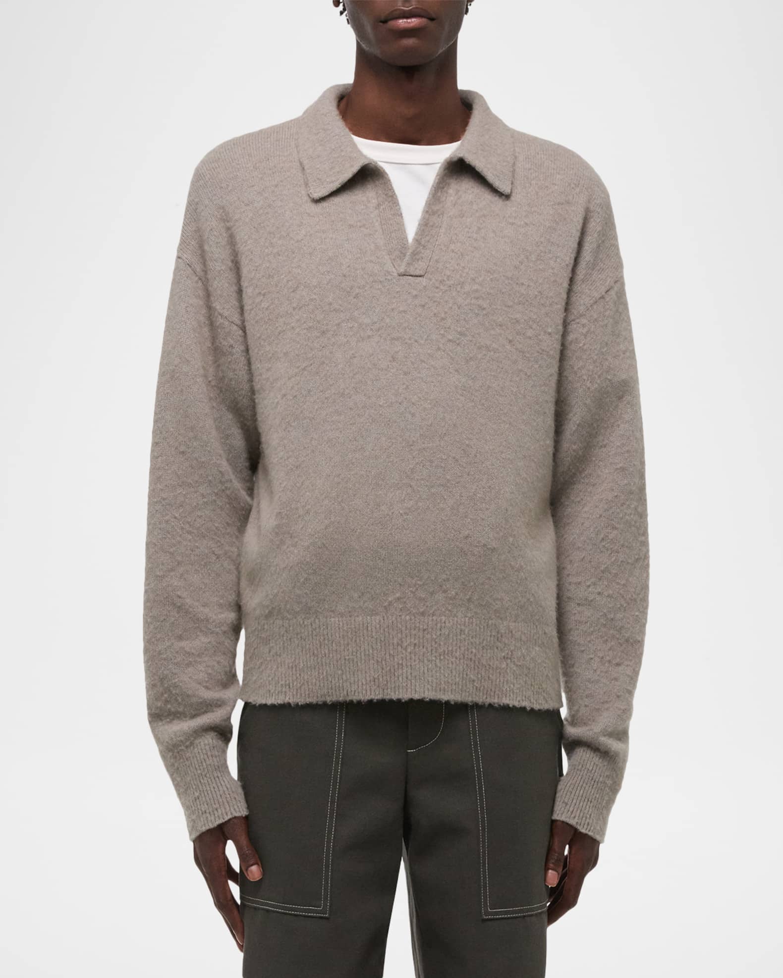 Helmut Lang Men's Brushed Polo Sweater | Neiman Marcus