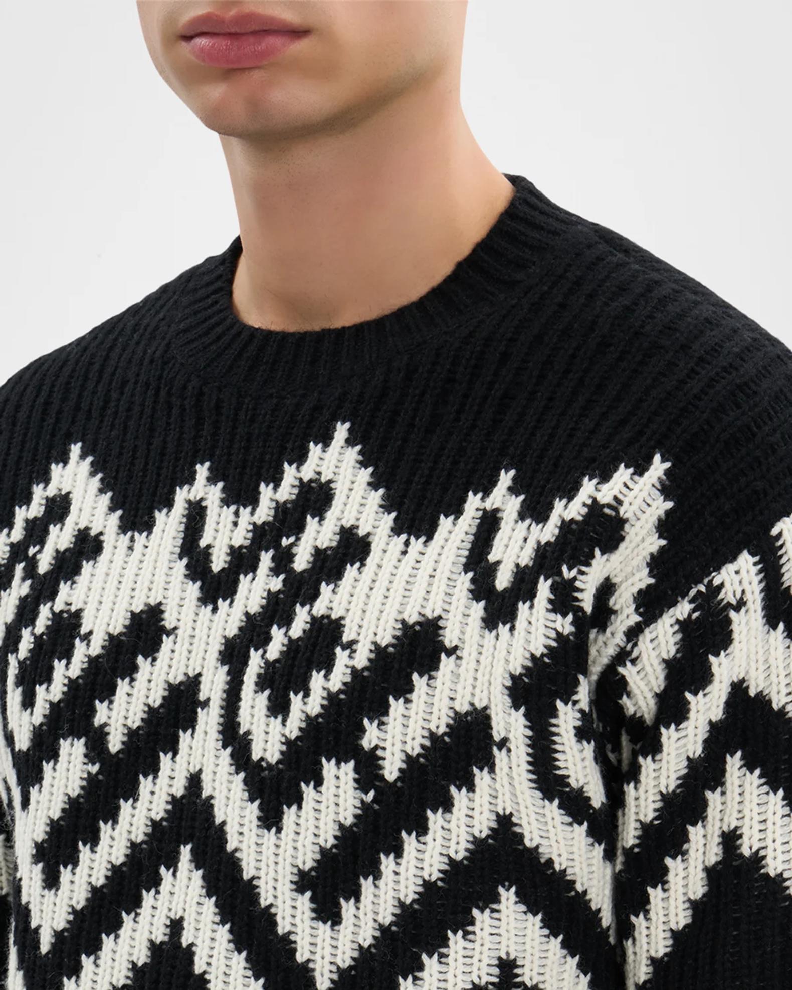 Helmut Lang Men's Wool Knit Monogram Fair Isle Crewneck Sweater