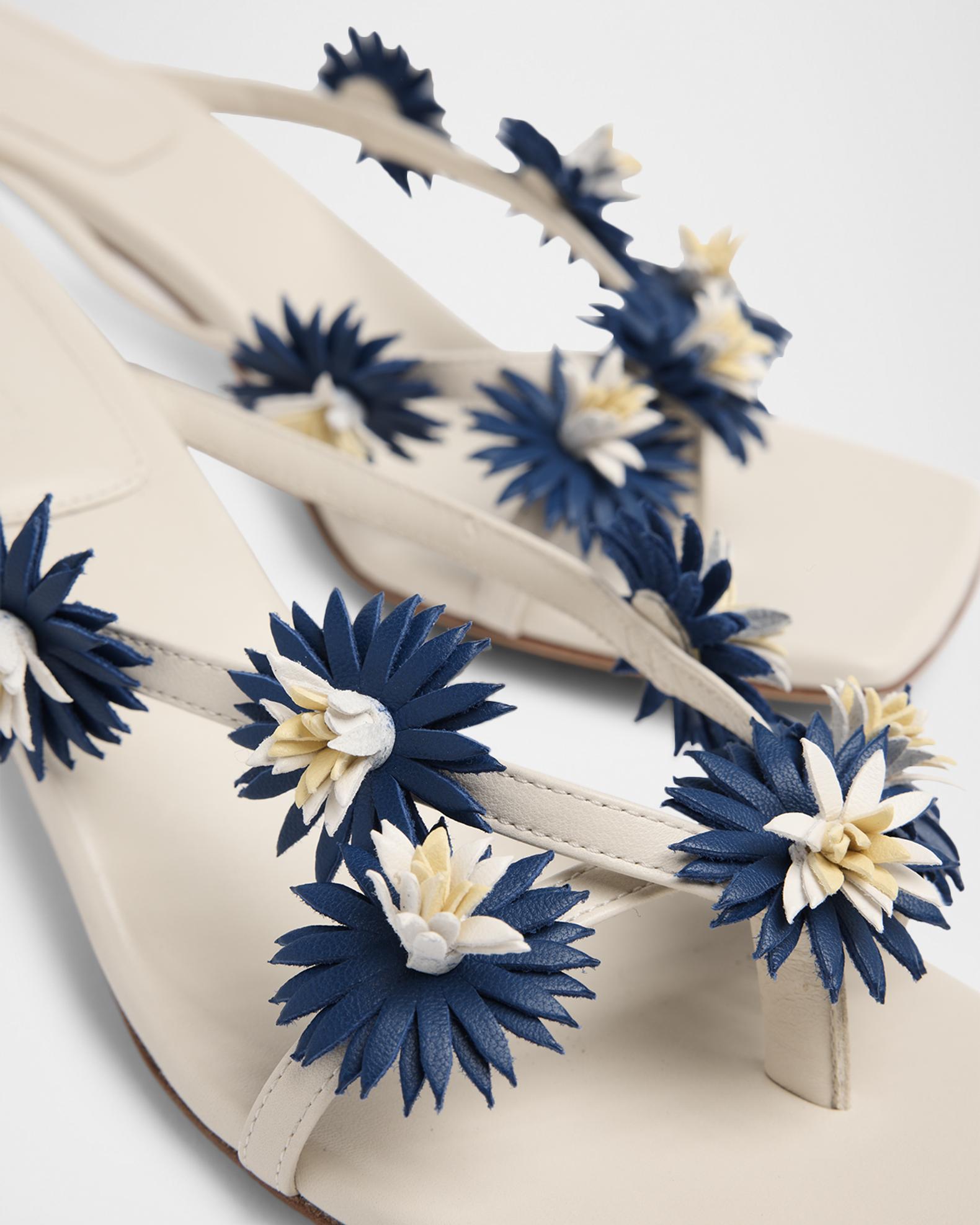 Bottega Veneta Riva Floral Leather Kitten-Heel Sandals | Neiman Marcus