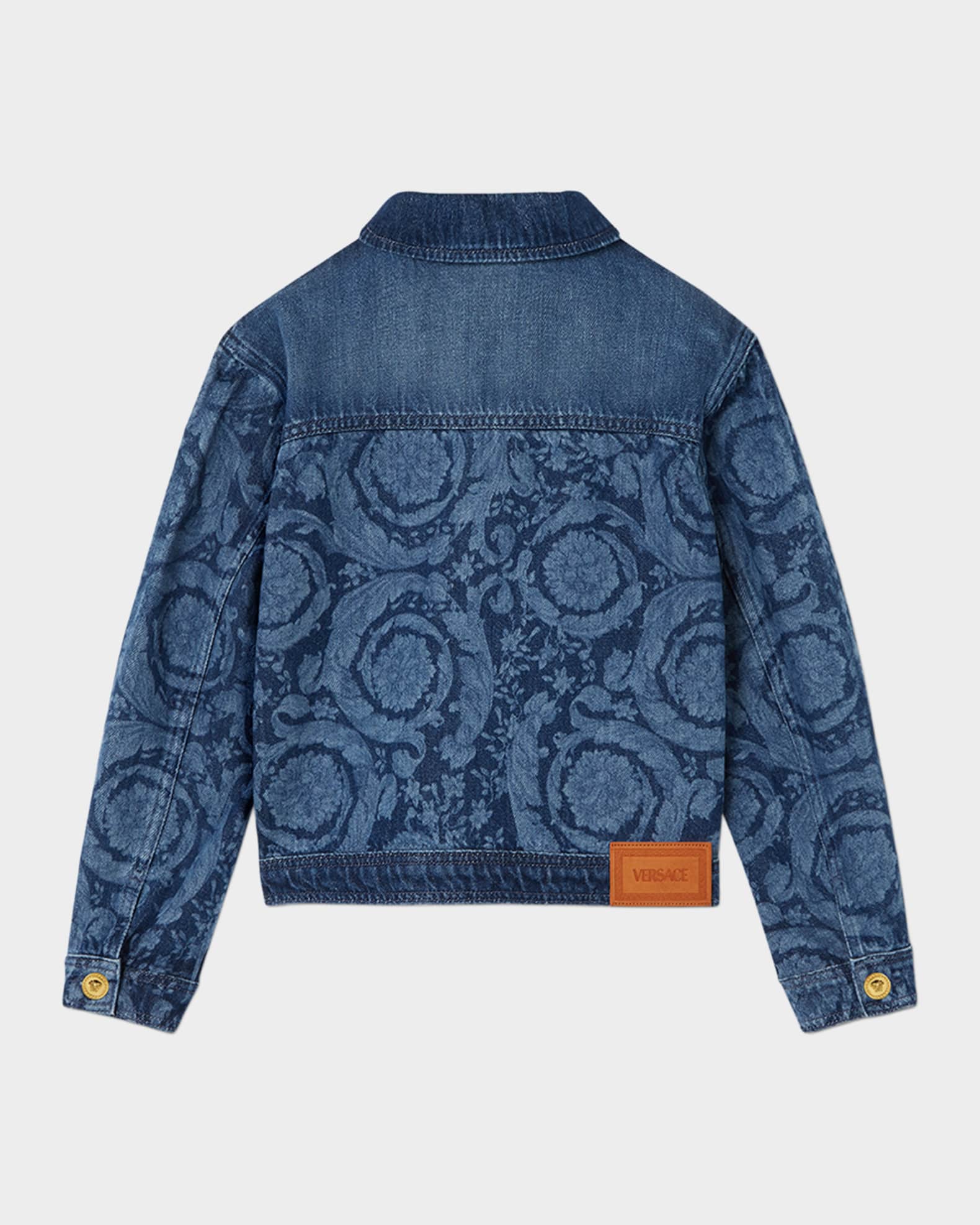 Versace Kid's Lasered Denim Blouson Jacket, Size 6-14 | Neiman Marcus