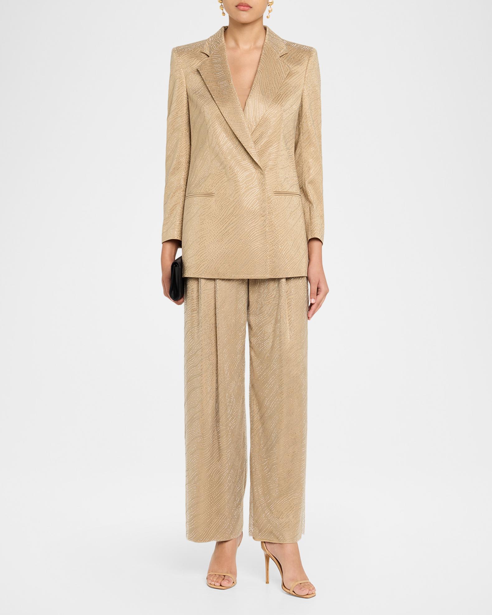 Giorgio Armani Embellished Pleated Straight-Leg Pants | Neiman Marcus