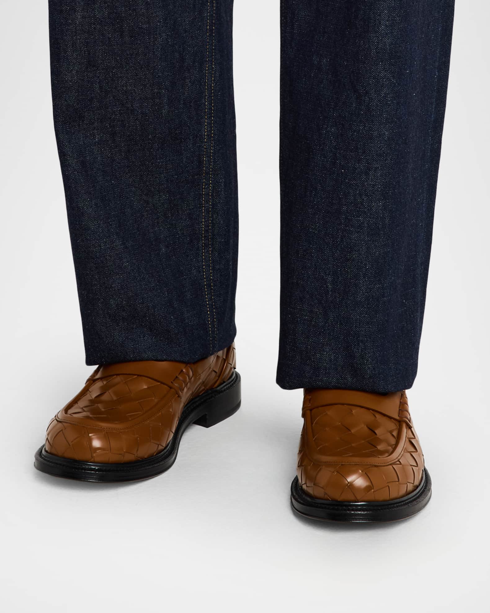 Bottega Veneta Men's James Intrecciato Leather Loafers | Neiman Marcus