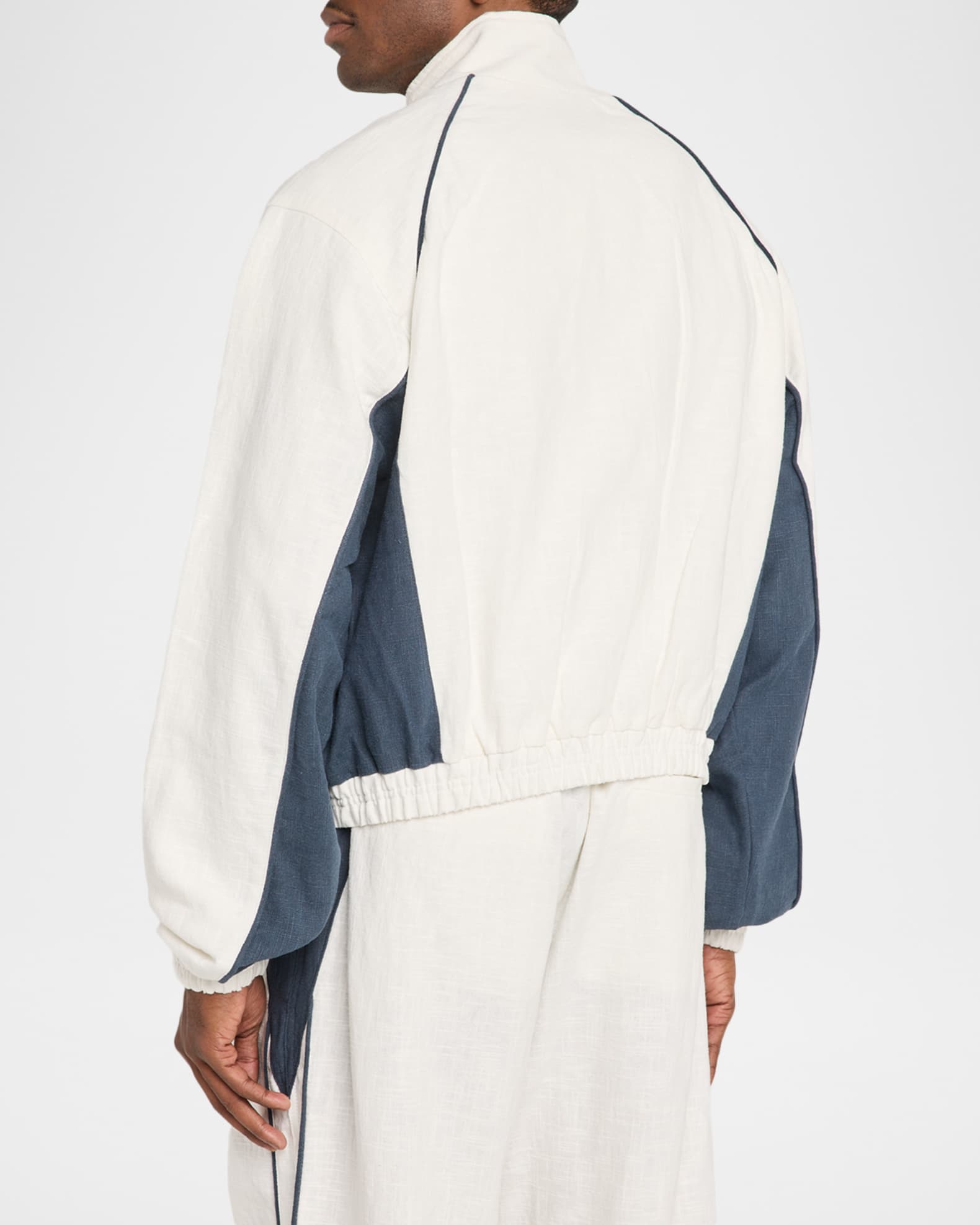 Rhude Men's Ramona Contrast-Piping Linen Track Jacket | Neiman Marcus