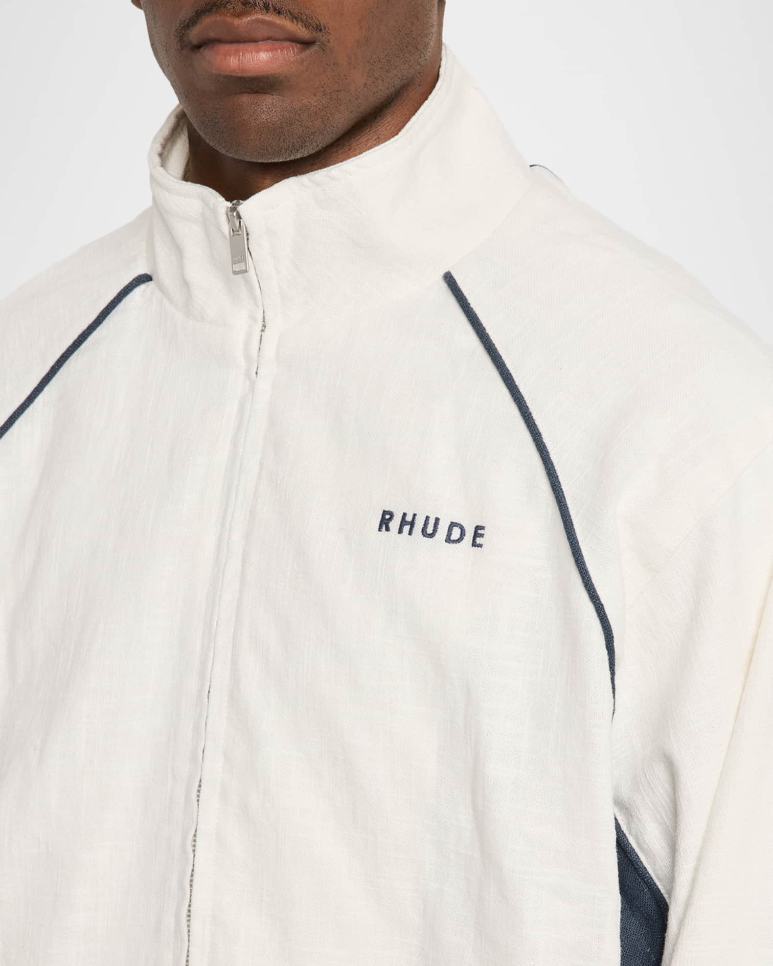 Rhude Men's Ramona Contrast-Piping Linen Track Jacket | Neiman Marcus