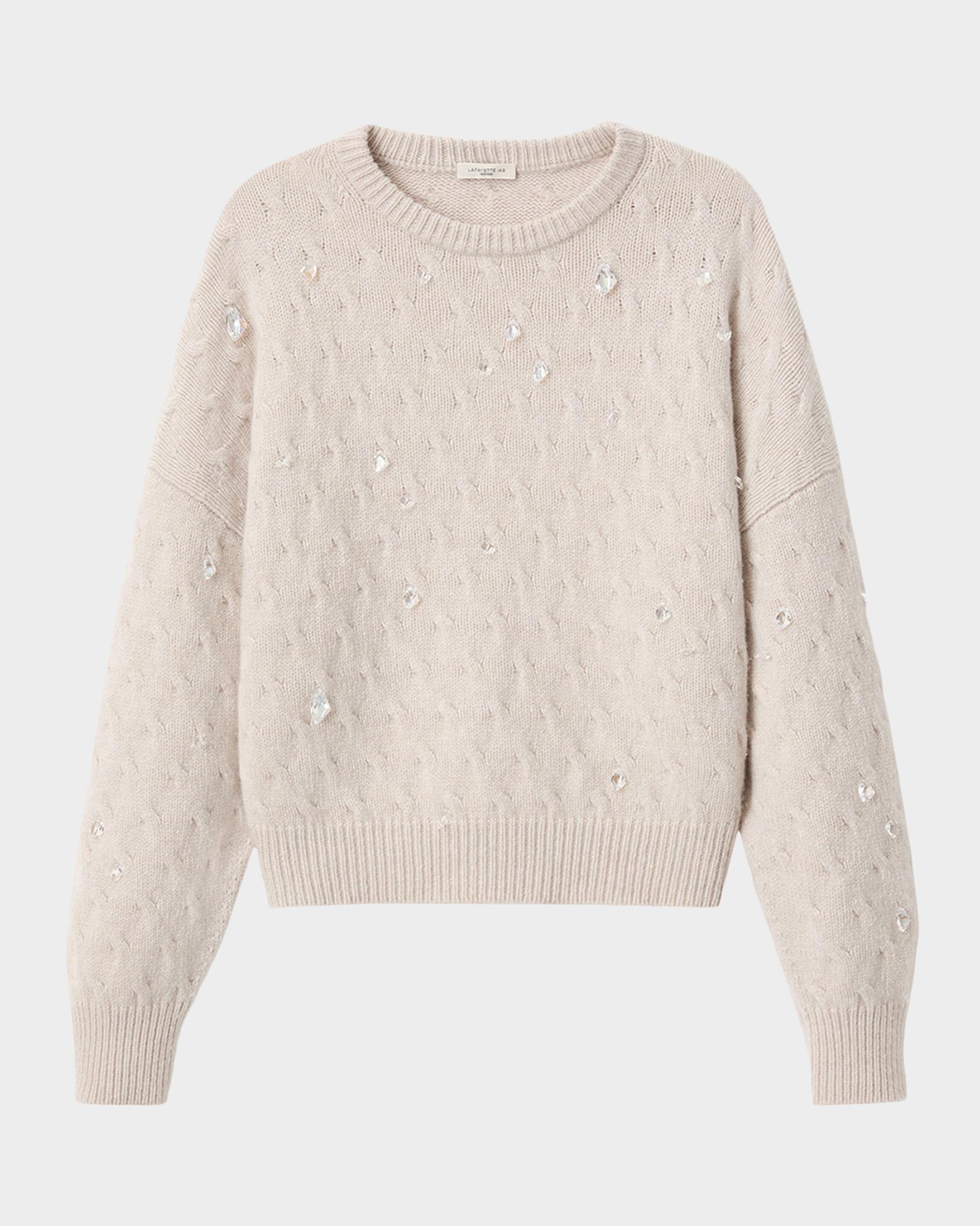 Lafayette 148 New York Cable-Knit Swarovski Crystal Sweater 
