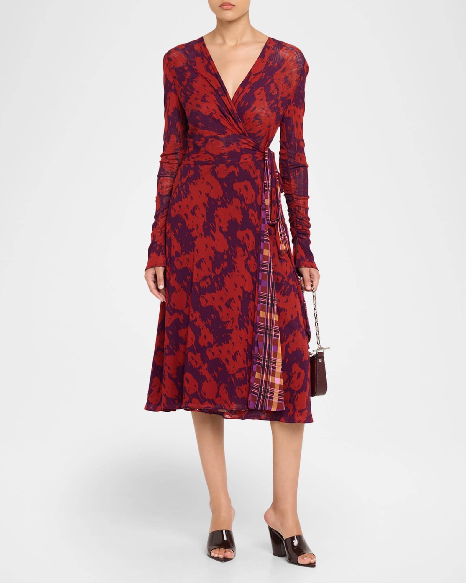 knee length dresses for ladies Abigail Silk Jersey Midi Wrap Dress main image 1