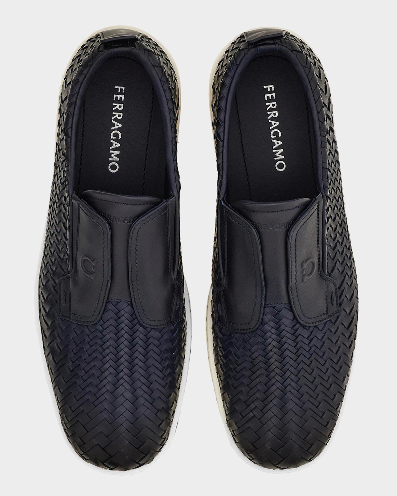 FERRAGAMO Men's Woven Leather Slip-On Derby Sneakers | Neiman Marcus