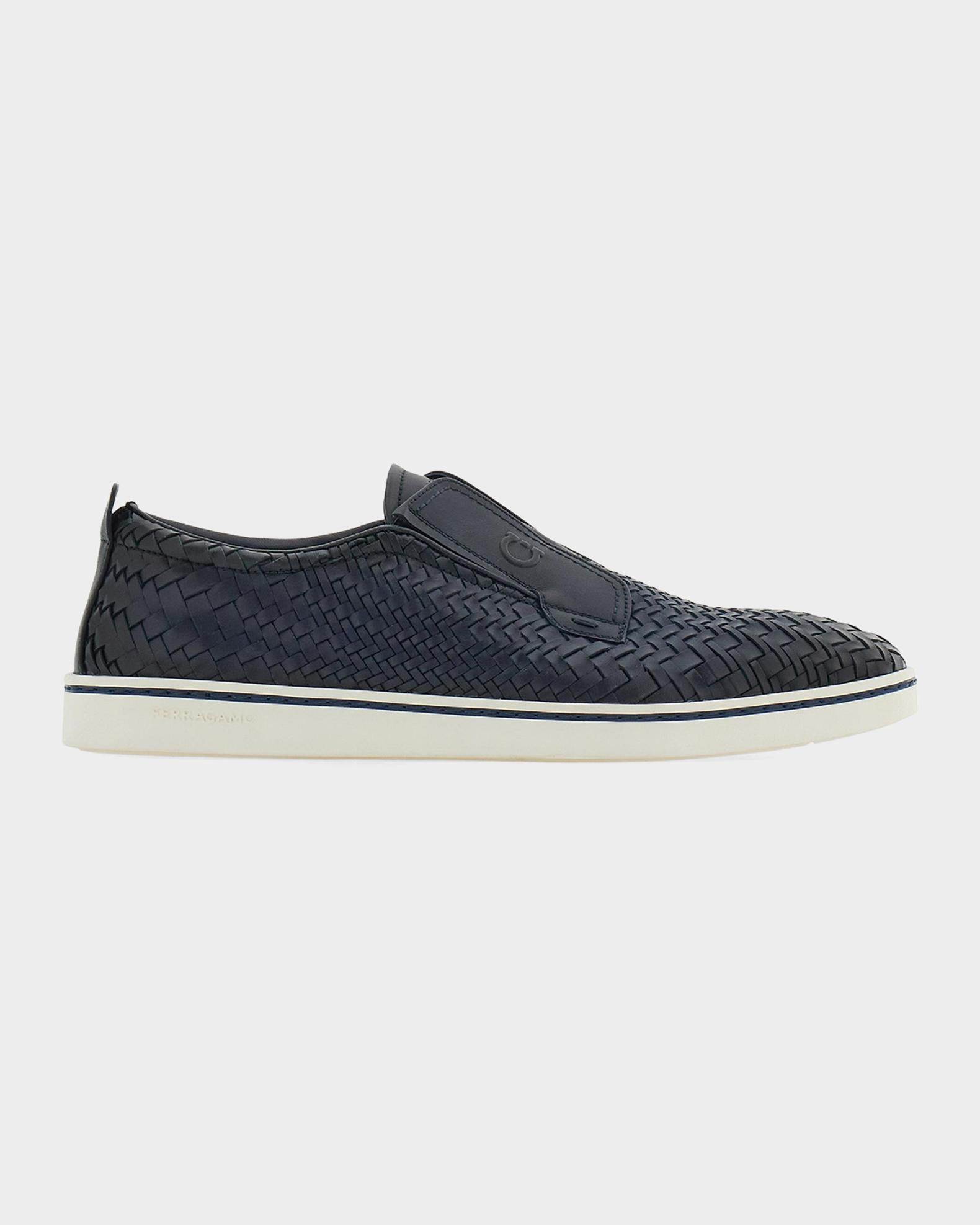 FERRAGAMO Men's Woven Leather Slip-On Derby Sneakers | Neiman Marcus