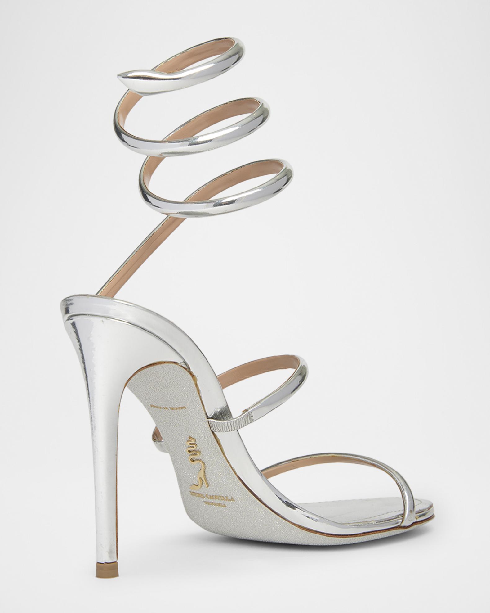 Rene Caovilla 105mm Cleo Metallic Leather Sandals | Neiman Marcus