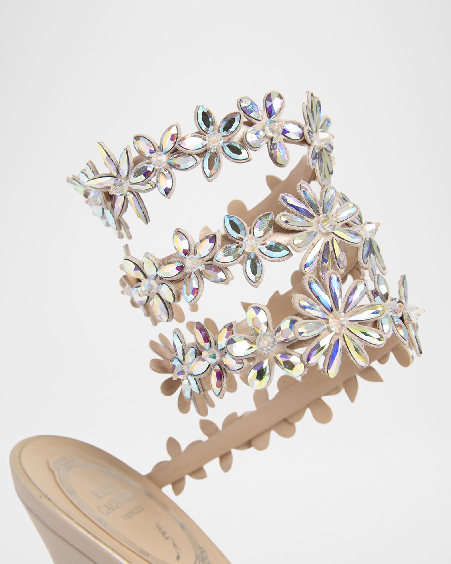 Rene Caovilla 100mm Cleo Flower-Embellished Leather Sandals