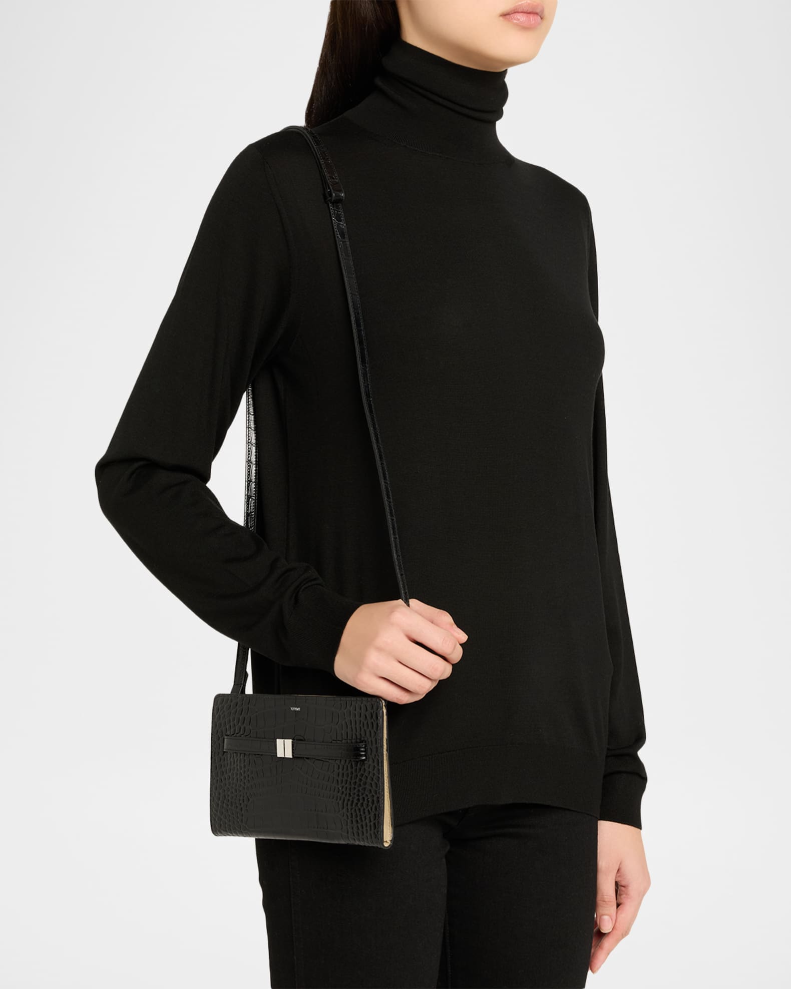 Toteme Belted Croc-Embossed Crossbody Bag | Neiman Marcus