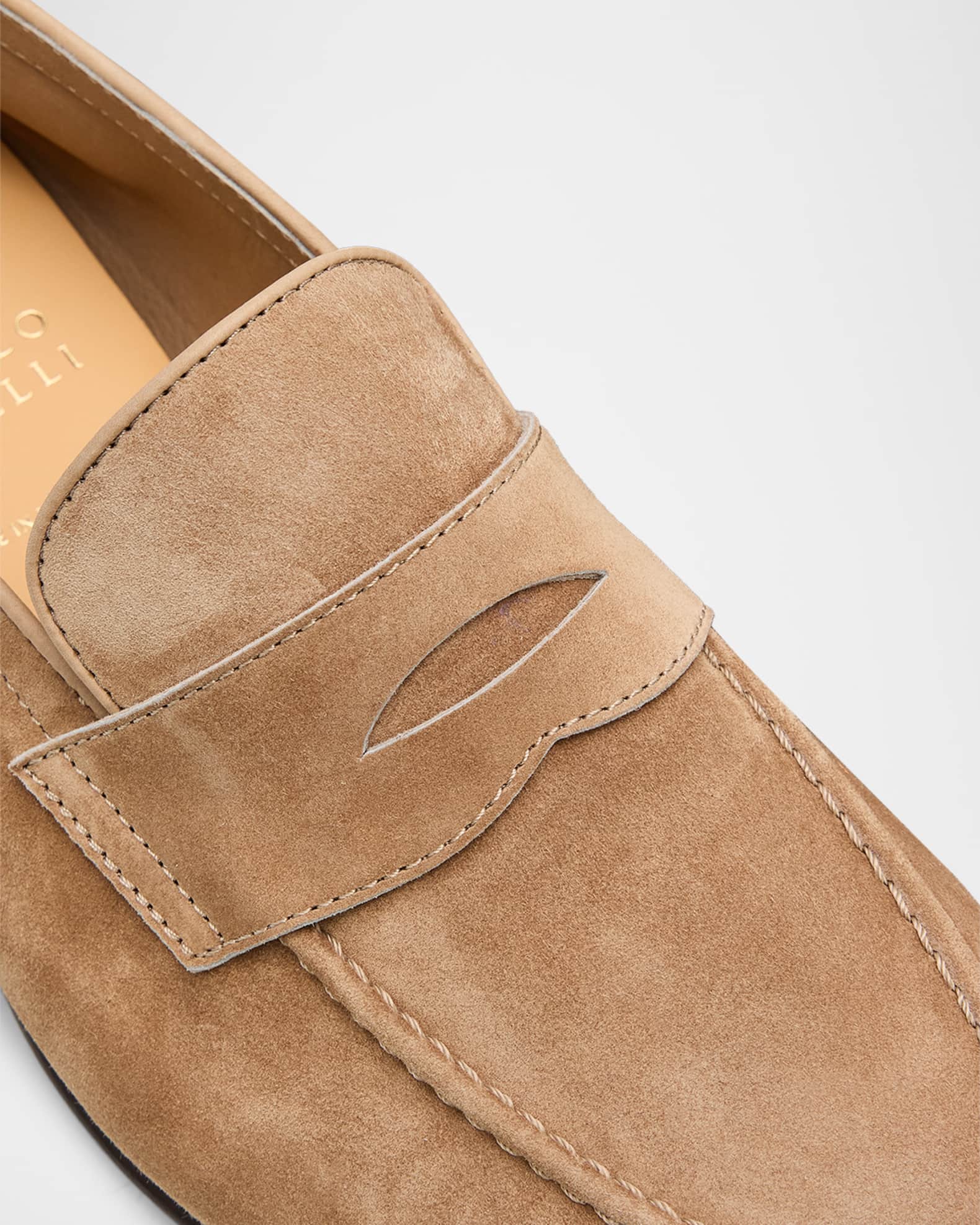 Brunello Cucinelli Men's Leather Apron-Toe Penny Loafers | Neiman