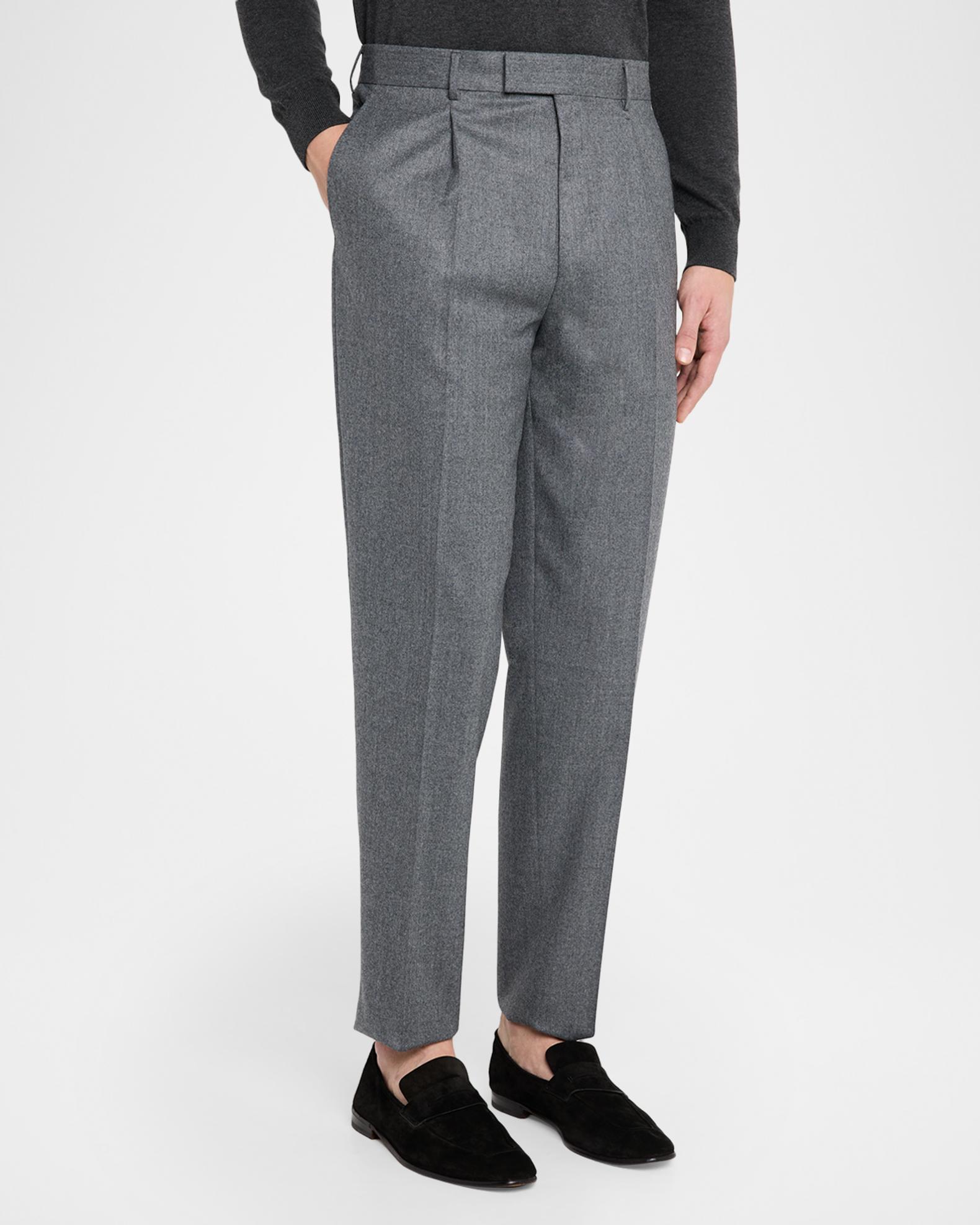 ZEGNA Men's Wool Flannel Pleated Tapered Fit Trousers | Neiman Marcus
