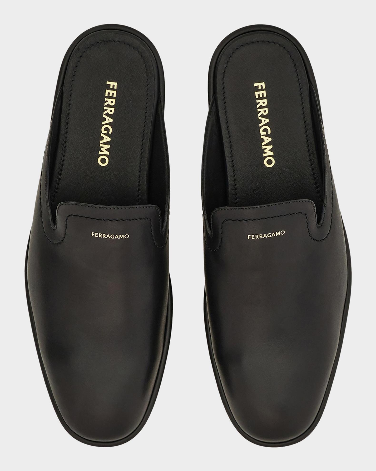Men\'s Black Leather Slip-On Mule with Buckle Accent Men s Dark Buckle strap Mule main image 2