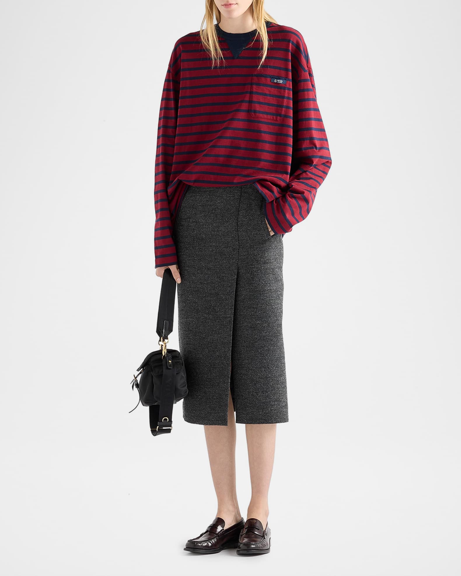 トップス 12ss Prada archive stripe long t shirt Prada Long-Sleeve Striped Jersey T-Shirt | Neiman Marcus