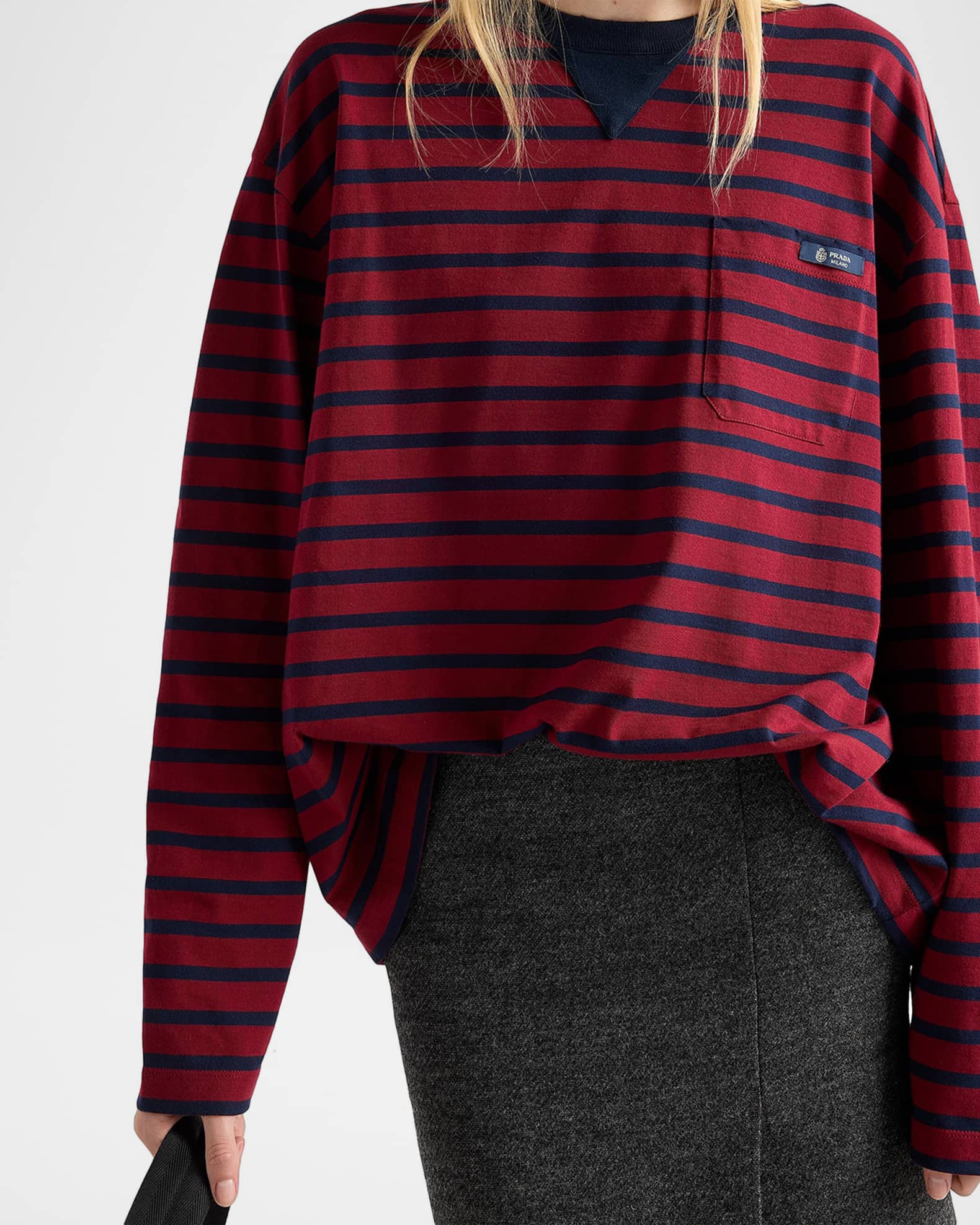 トップス Prada Wool and Silk Long Sleeves IT 38 PRADA wool Long sleeve sweater 38 Navy system Knit Thin Women | eBay