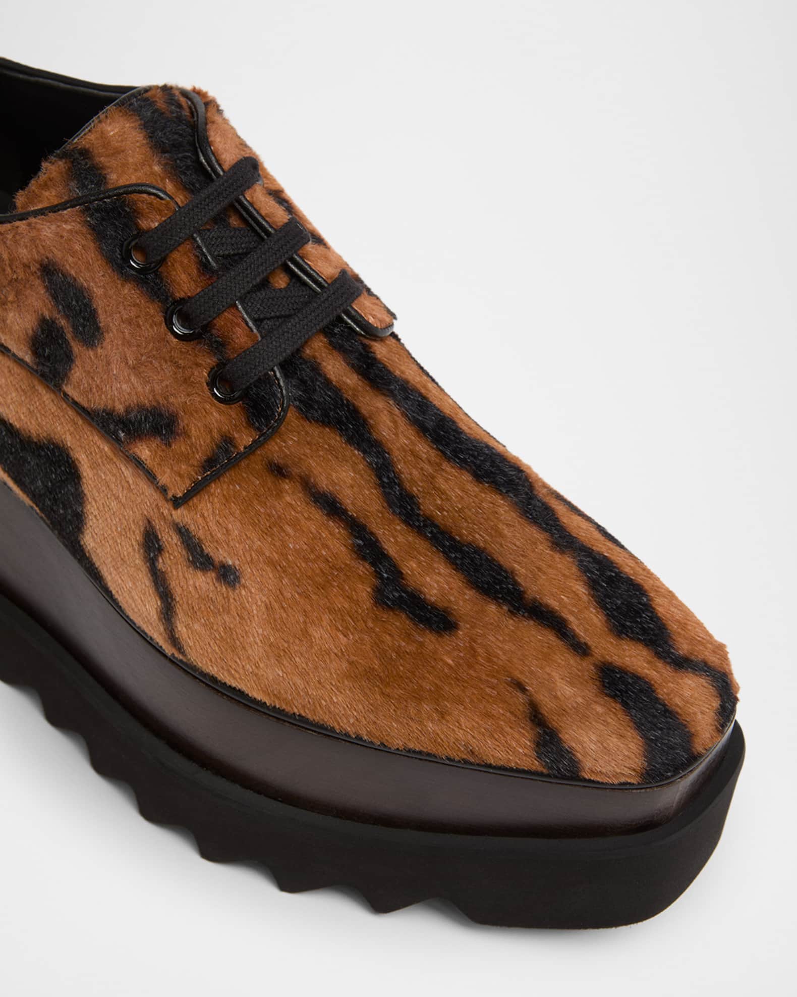 Stella McCartney Sneak-Elyse Ocelot Velvet Toothed-Sole Platform
