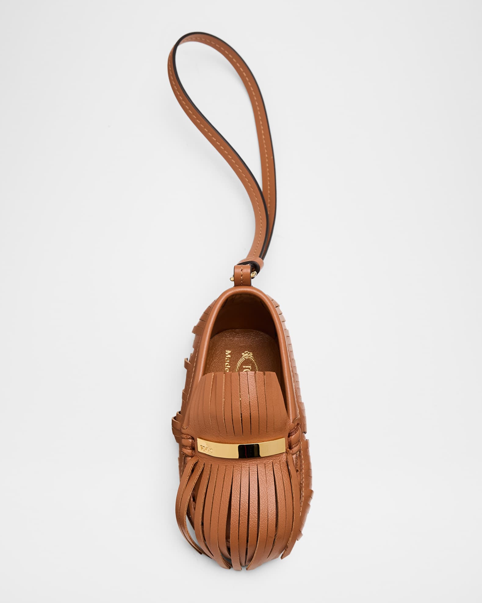 Tod's Fringed Leather Gommino Driving Shoe Bag Charm | Neiman Marcus