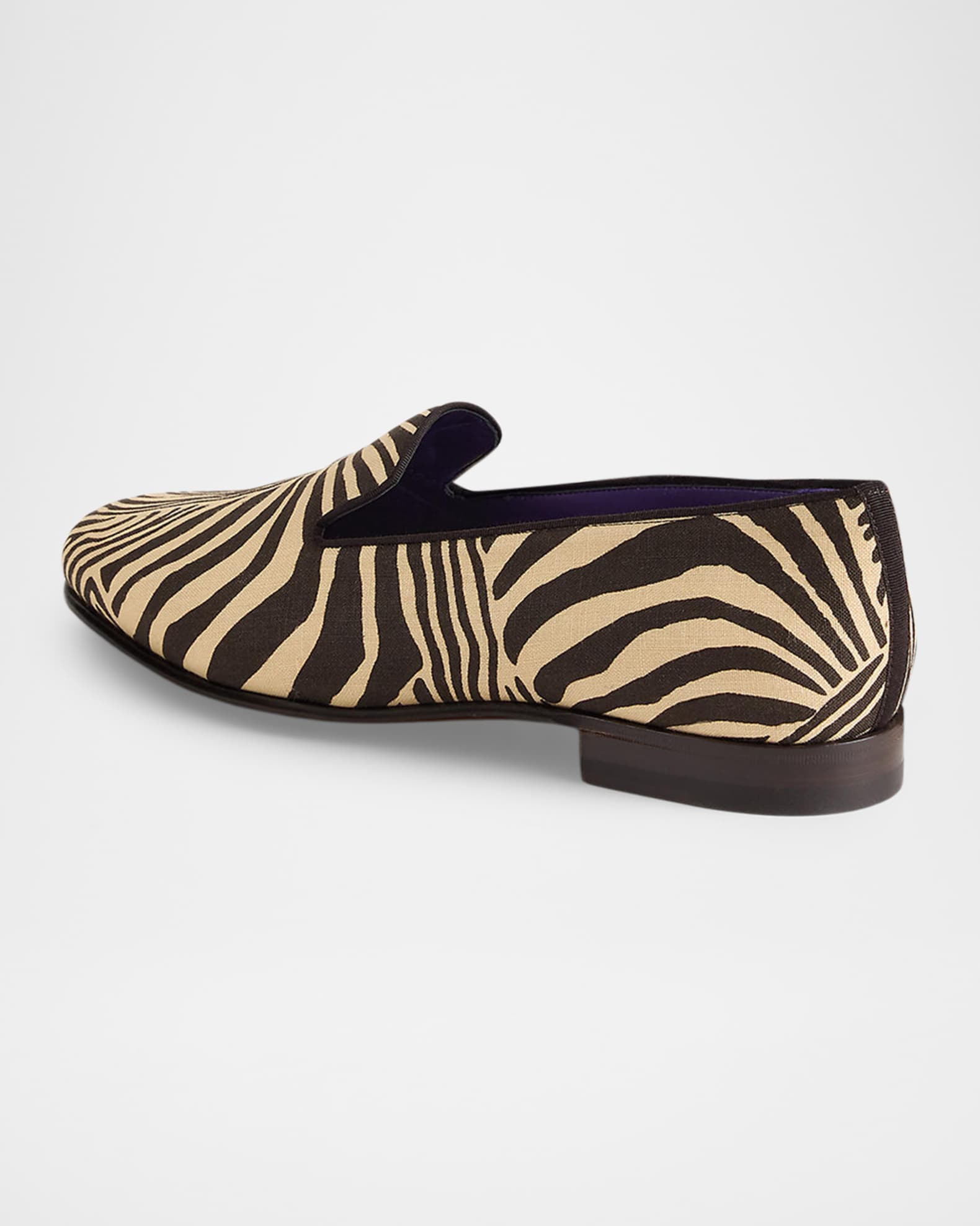 靴 Ralph Lauren Purple Label by E.G ANCEL8E Ralph Lauren Purple Label Men's Alonzo Zebra Print Linen Slippers